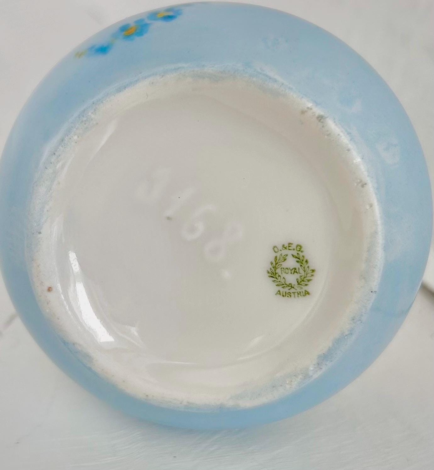 Antique Bud Vase with Handpainted Blue Forget-me-nots by Oscar & Edgar Gutherz, Austria