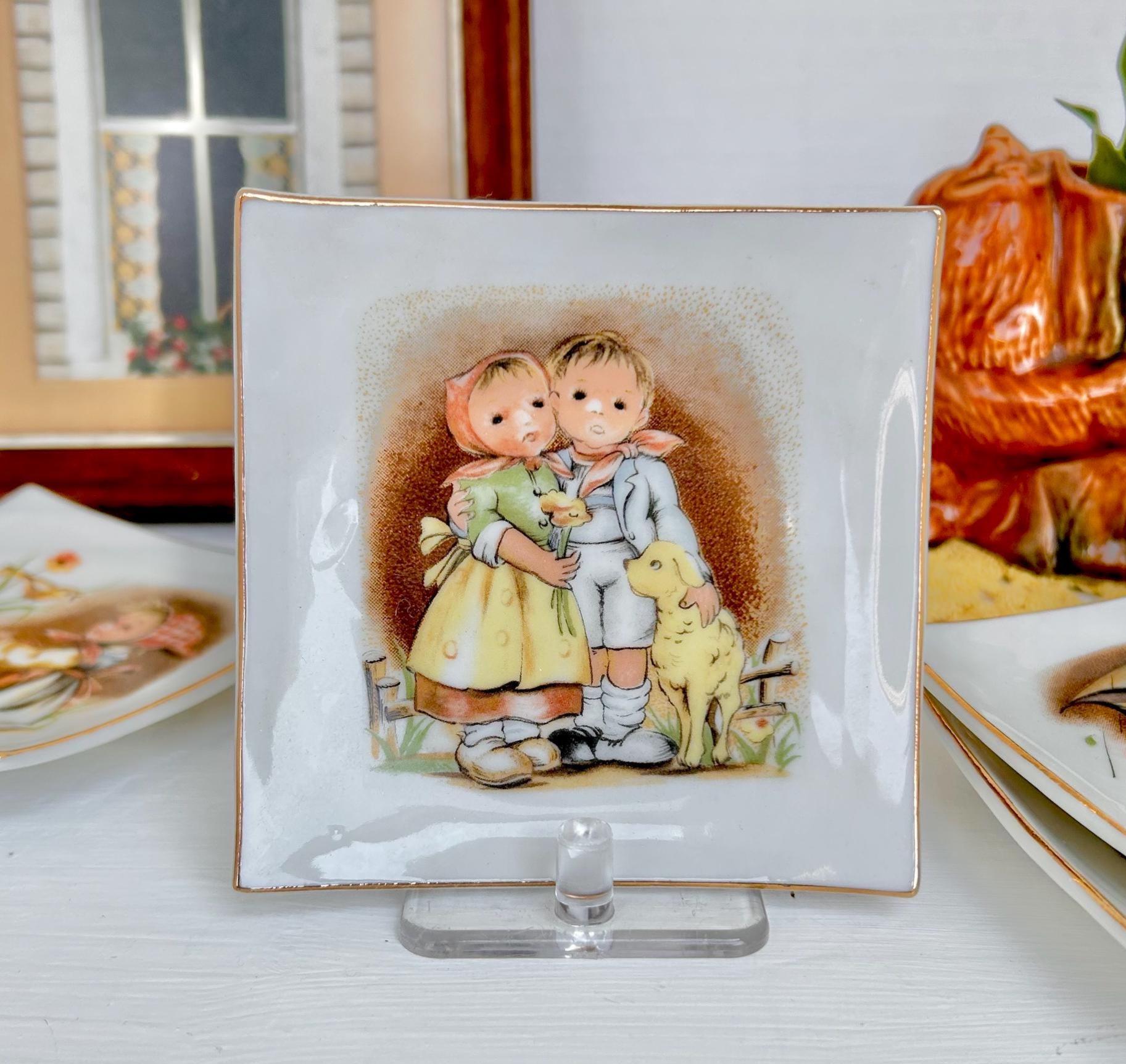 Vintage Hummel-Style Ceramic Plate: Storybook Children Wall Hanging - Japan