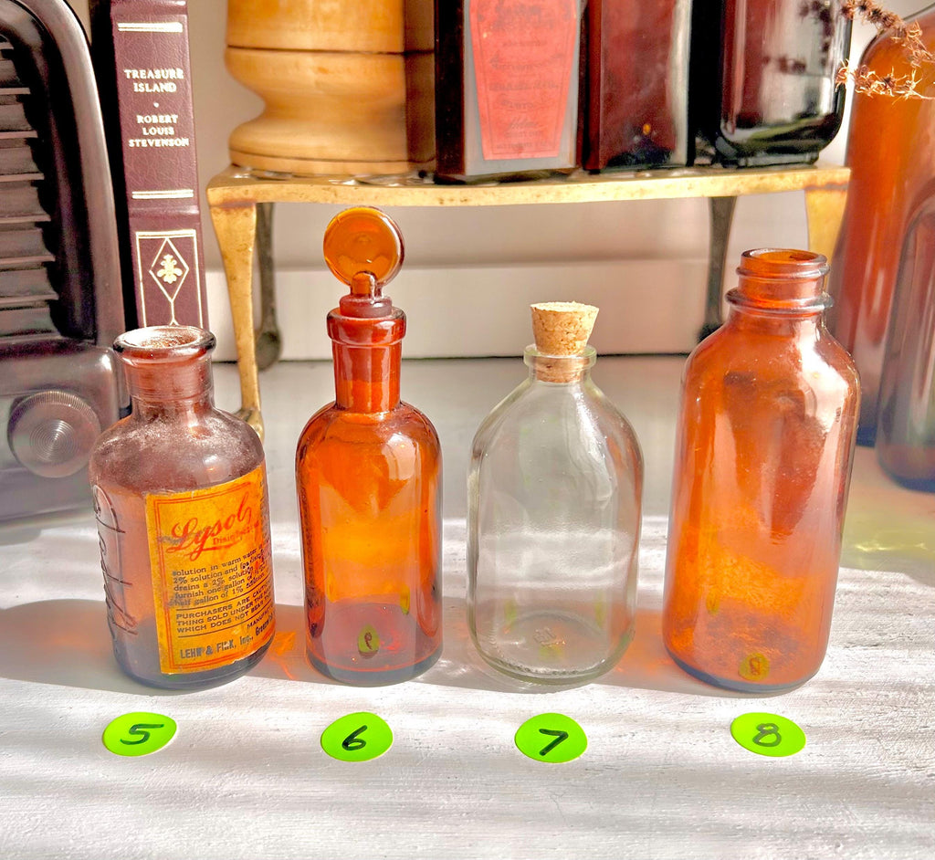 Vintage Amber Apothecary Bottles: Collectible Chemist & Liquor Glass - Sold Individually