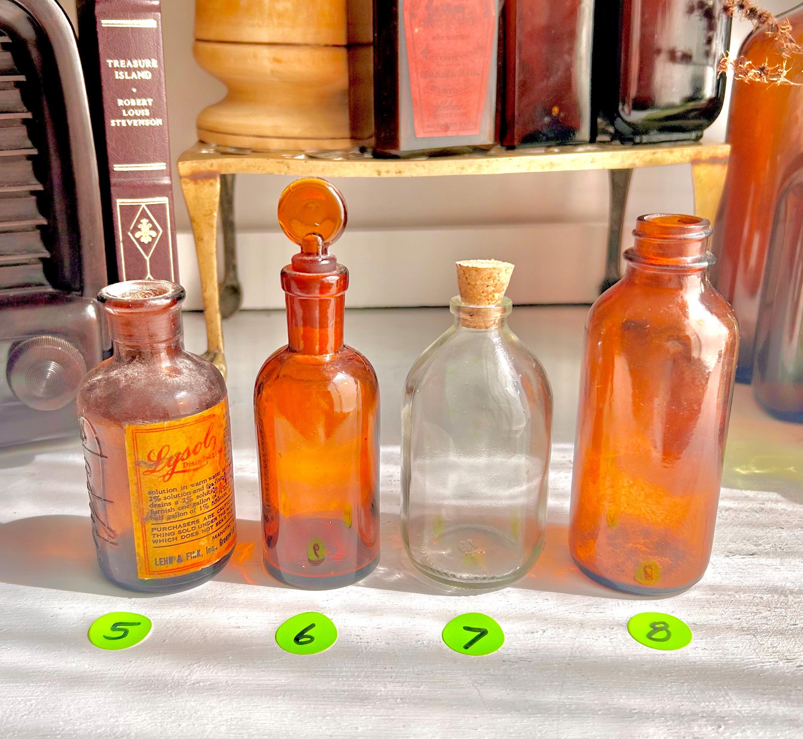 Vintage Amber Apothecary Bottles: Collectible Chemist & Liquor Glass - Sold Individually