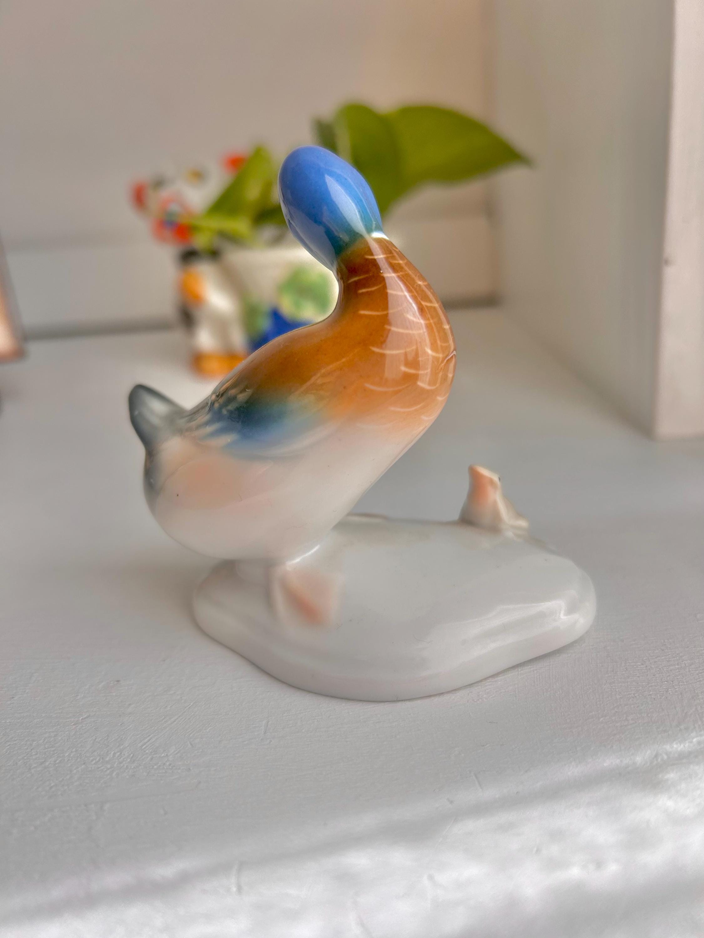 Metzler & Ortloff Vintage Duck and Frog Ceramic Figurine