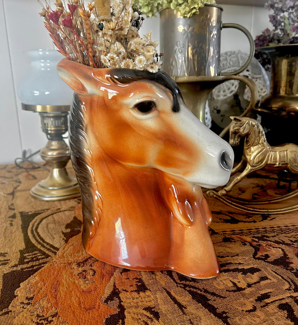 Vintage Royal Copley Ceramic Horse and Foal Vase