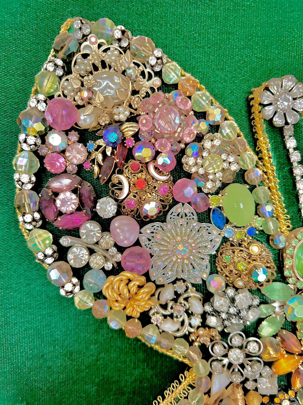 Vintage Kitsch Butterfly Art: Velvet, Baubles & Rhinestones in Ornate Gold Frame