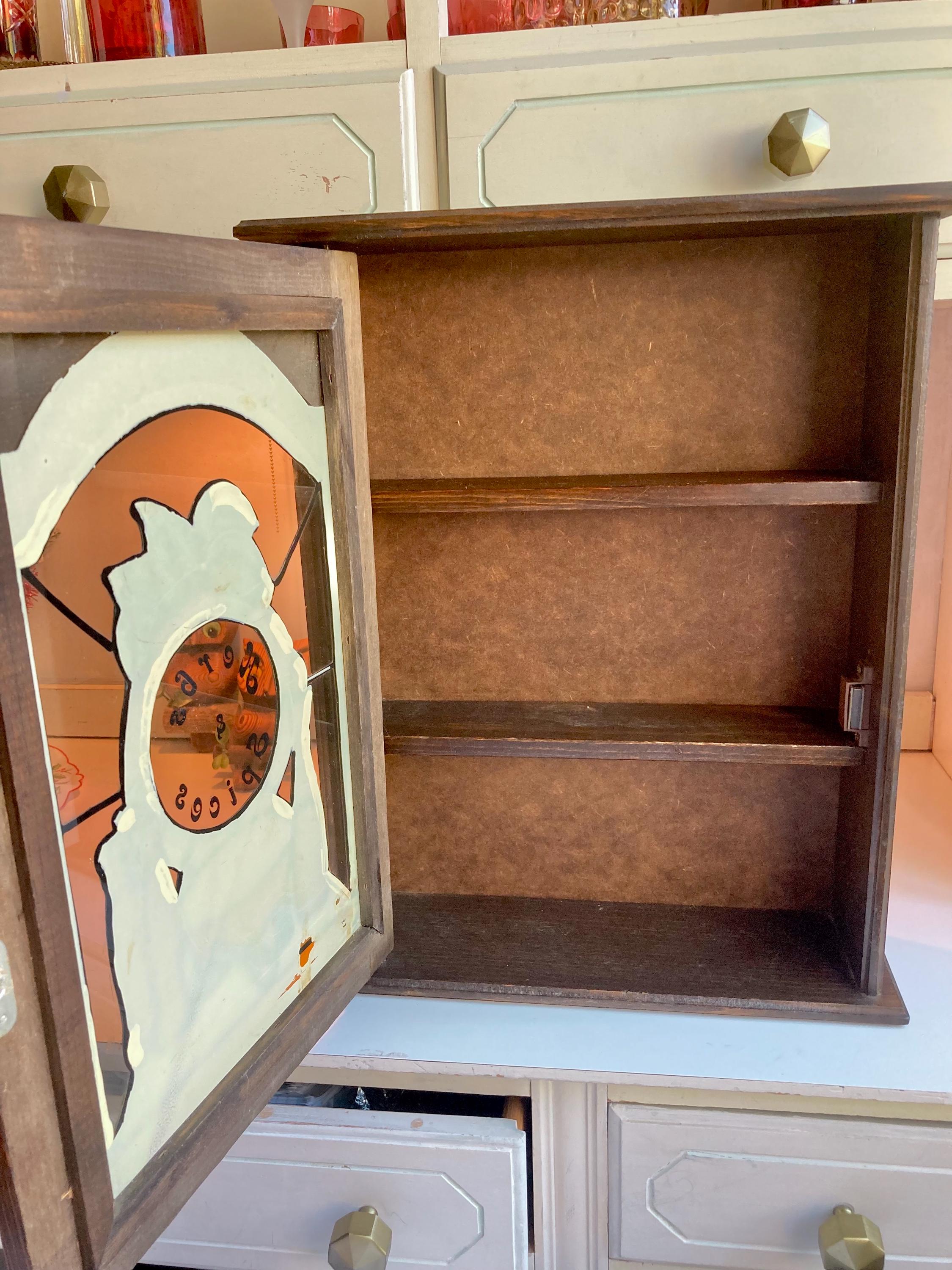Vintage Stained Glass Spice Cabinet: Montgomery Ward Americana Pantry