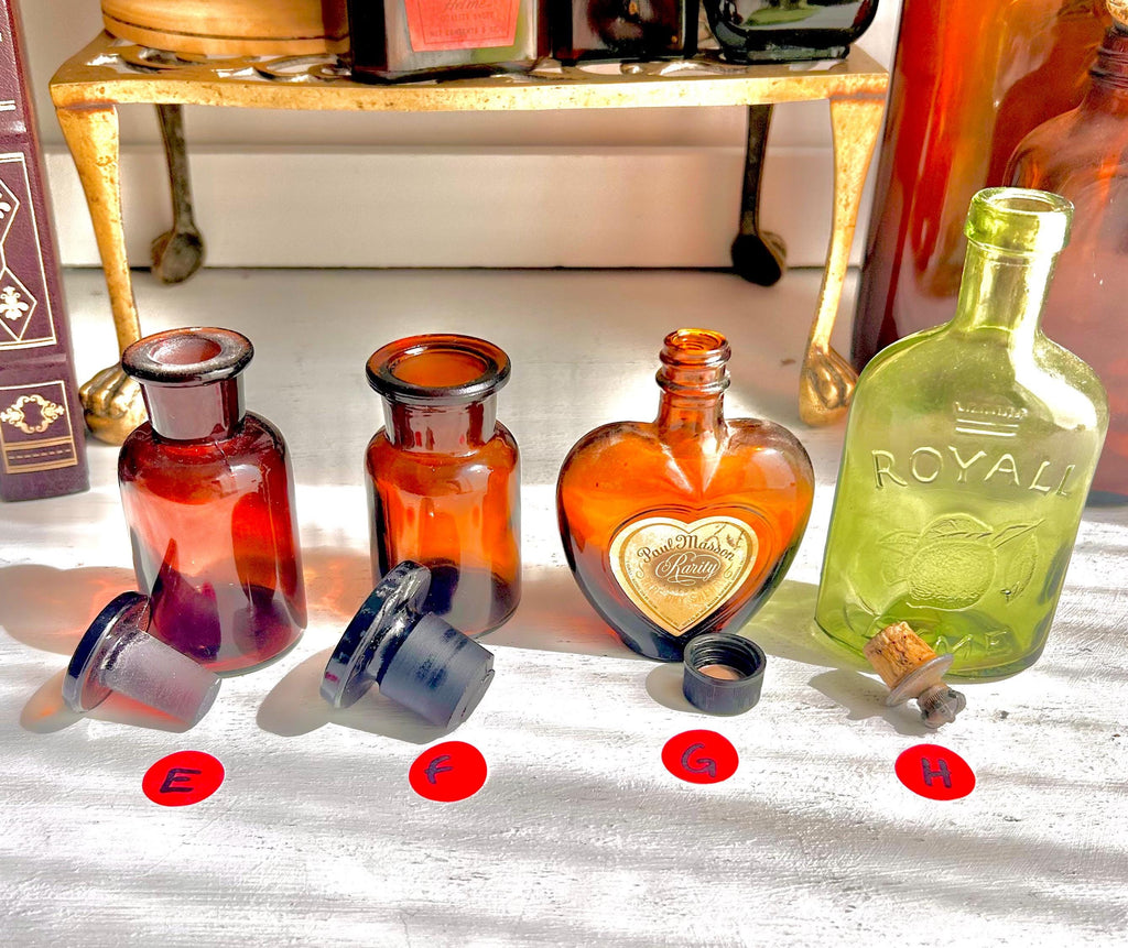 Vintage Amber Apothecary Bottle: Collectible Brown Glass, Choose Your Style