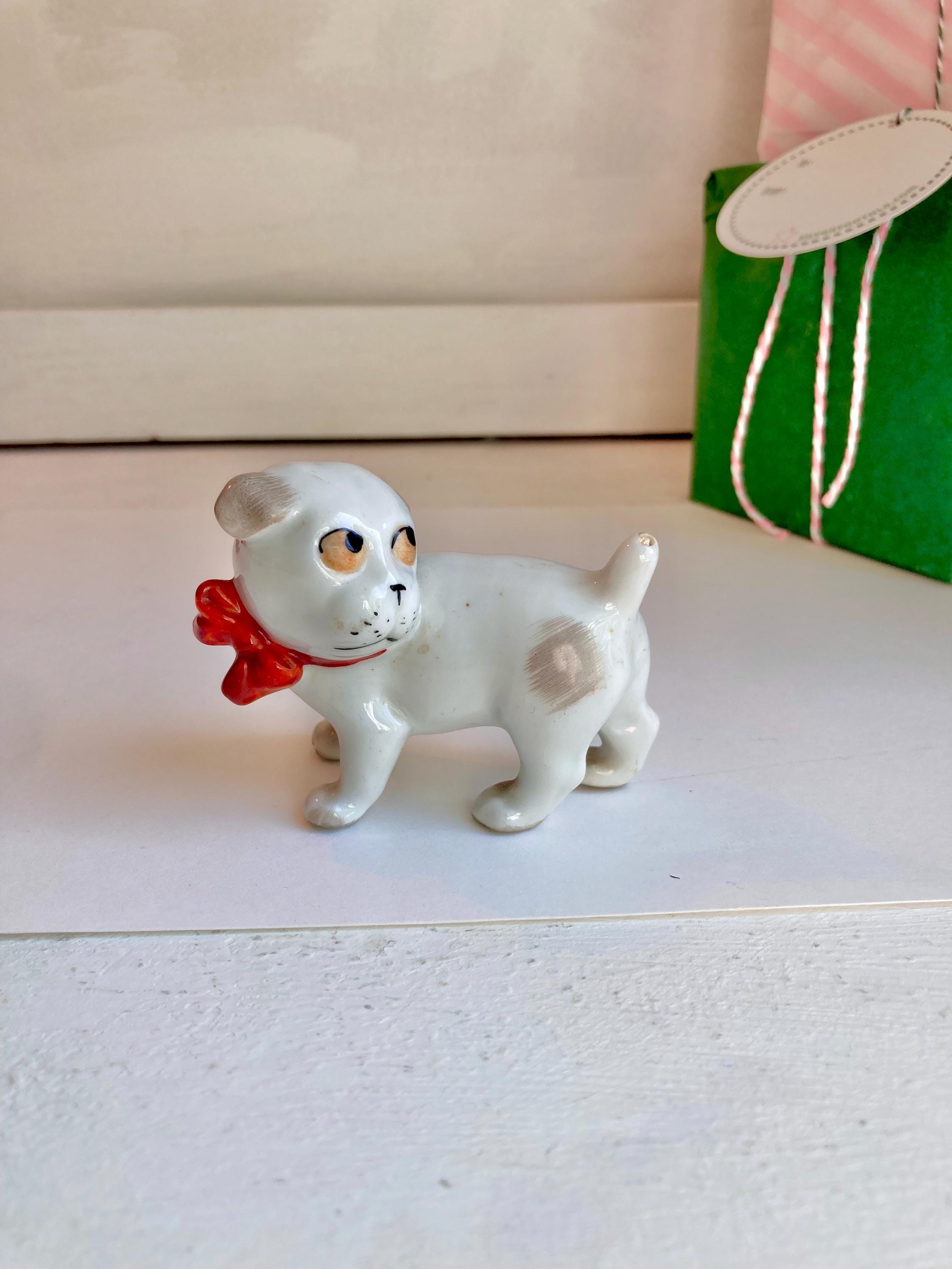 Vintage Bonzo Dog Figurine: Hand-Painted Porcelain, Pfeffer Gothe Germany, 1930s