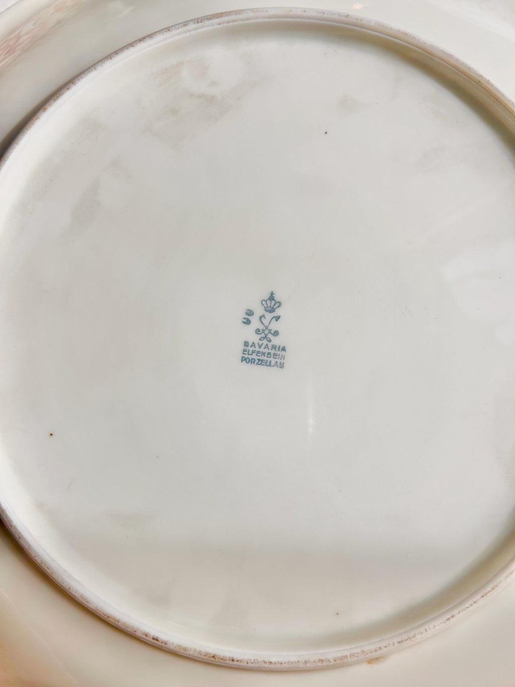 Vintage Bavaria Porcelain Platter: 12" Floral Basketweave Gold Trim