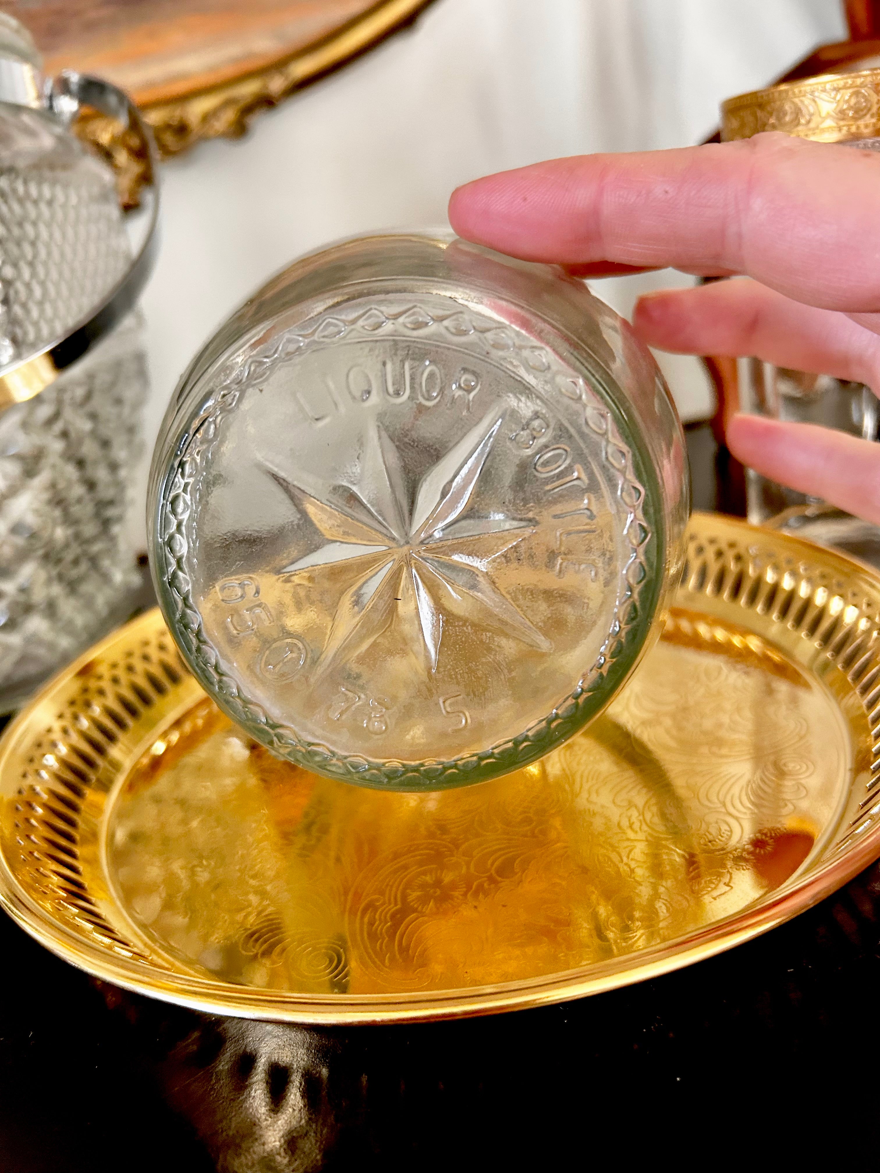 Vintage Glass Decanter Star Pattern H. Walker
