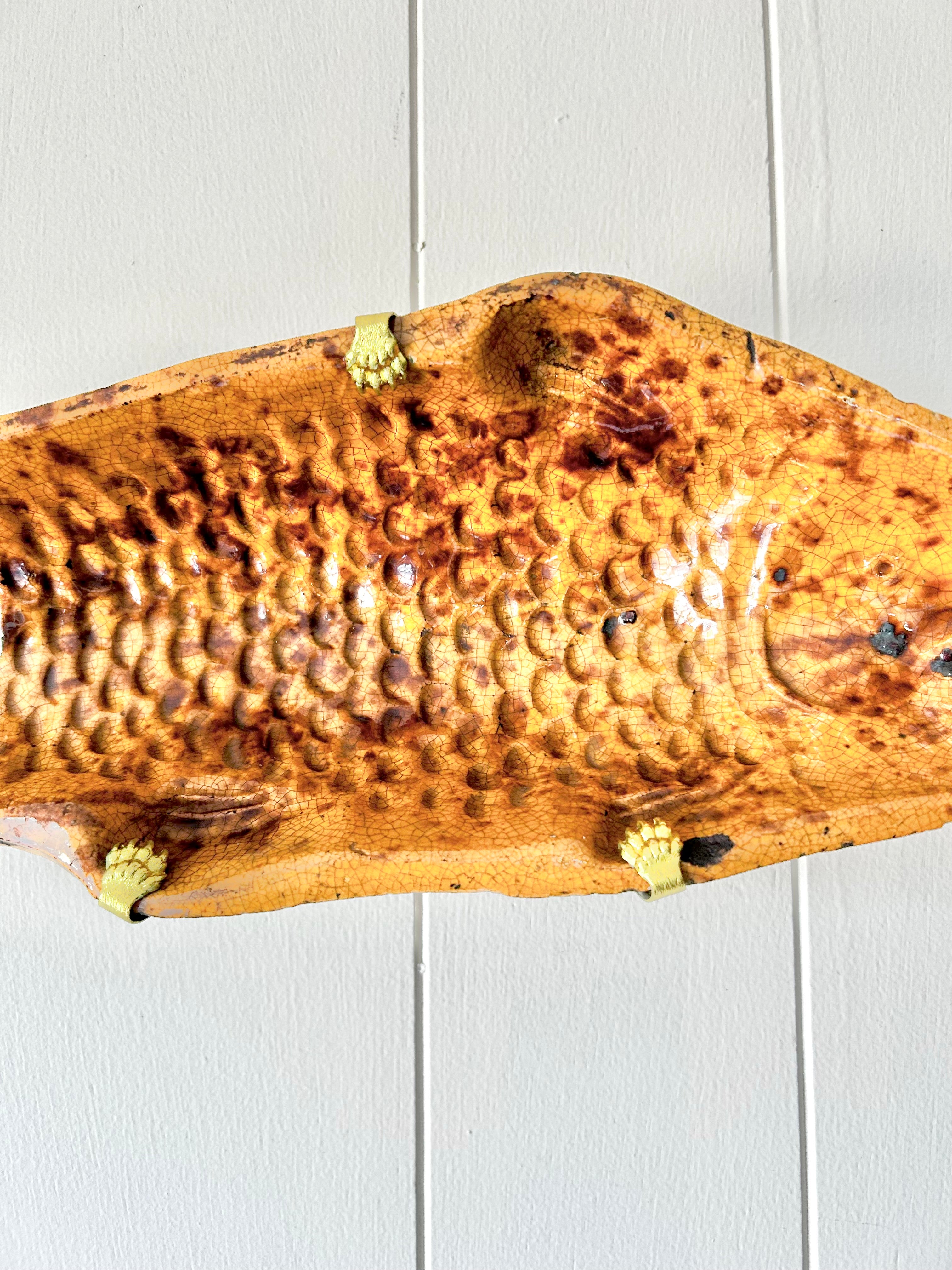 Antique Ceramic Footed Fish Mold