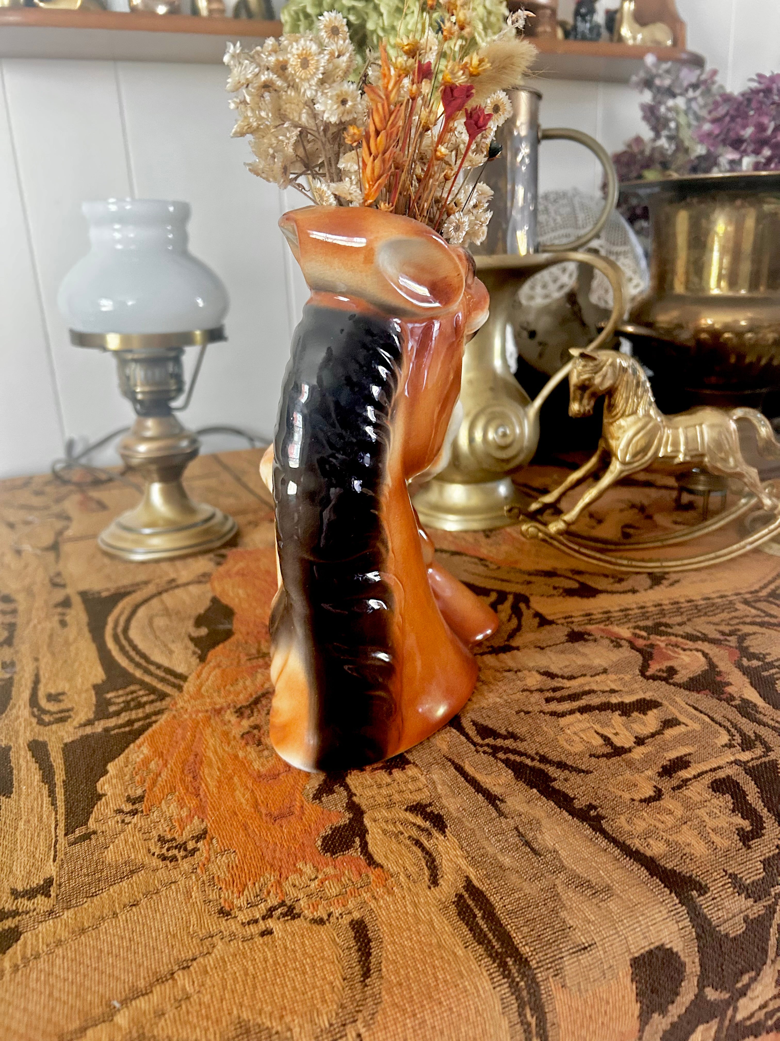Vintage Royal Copley Ceramic Horse and Foal Vase