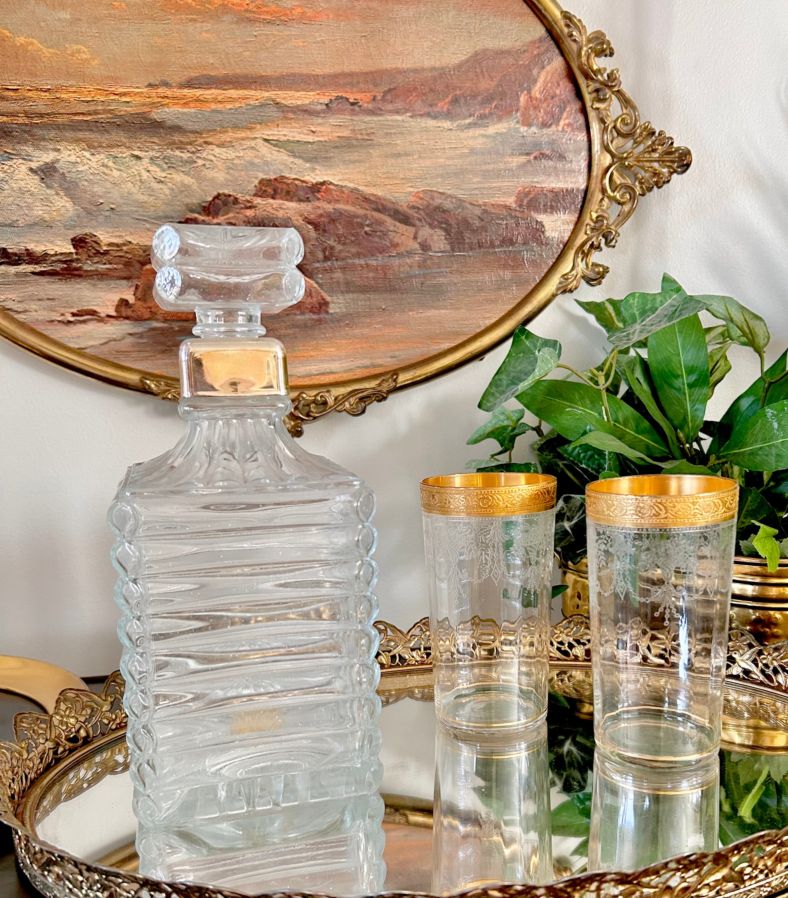 Vintage Italian Square Cut Liquor Bottle