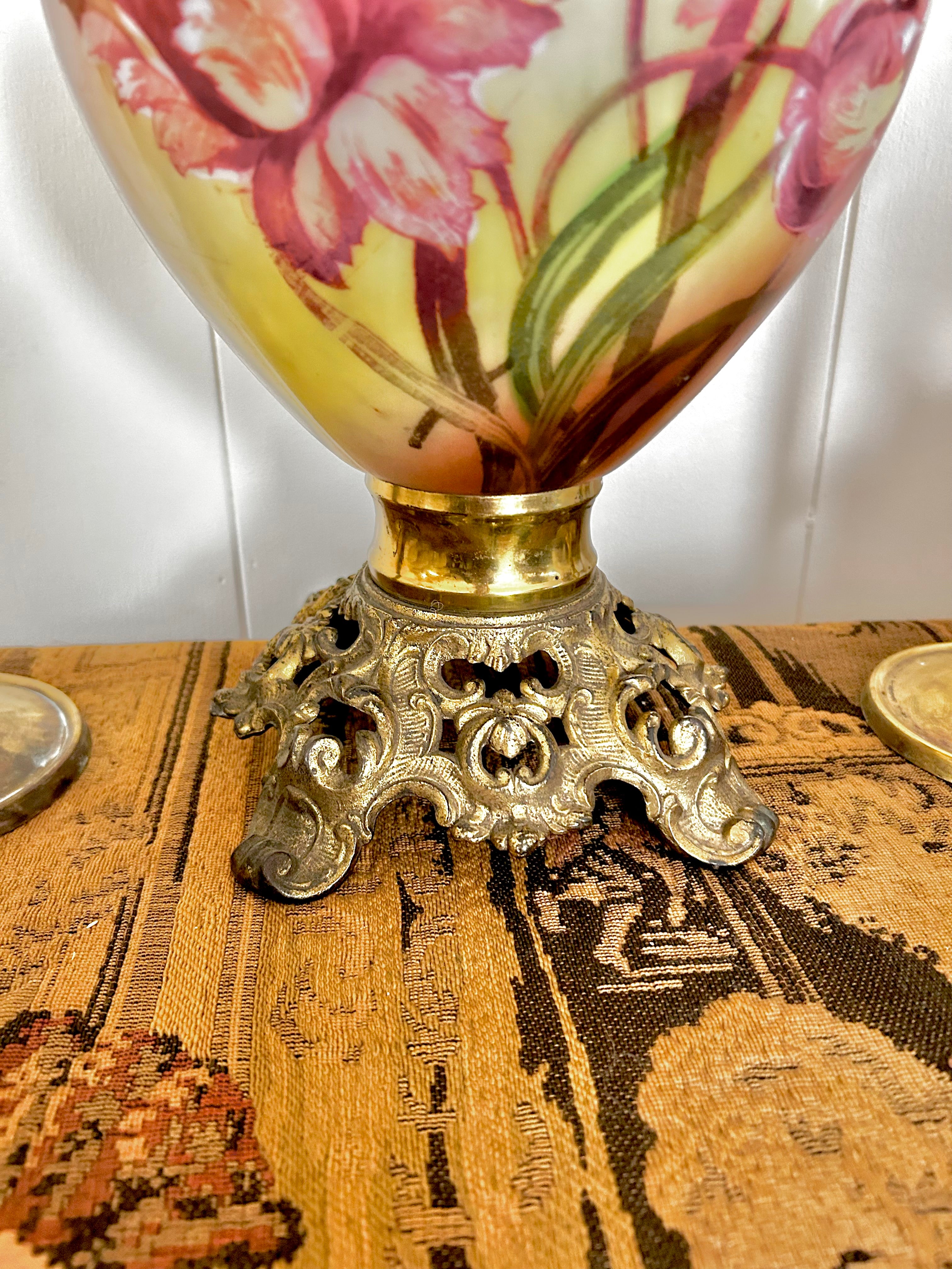 Vintage Glass Hurricane Lamp Base