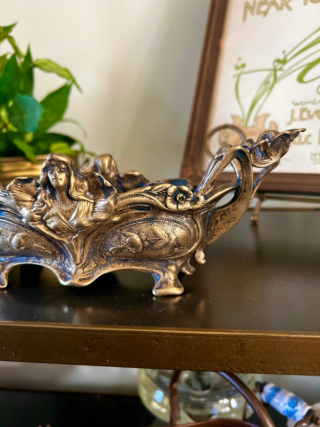 Antique Art Nouveau Brass Jardinier
