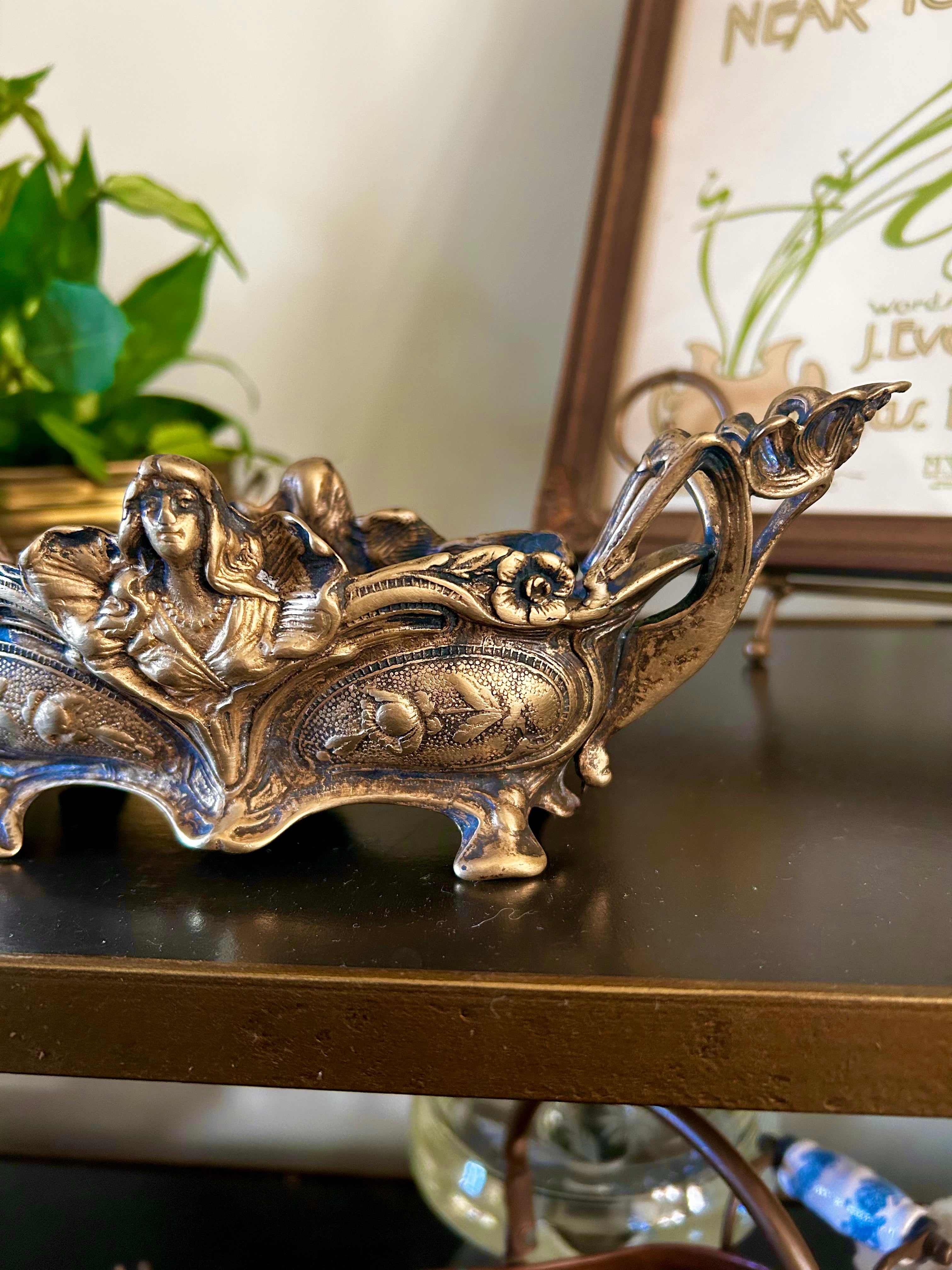 Antique Art Nouveau Brass Jardinier