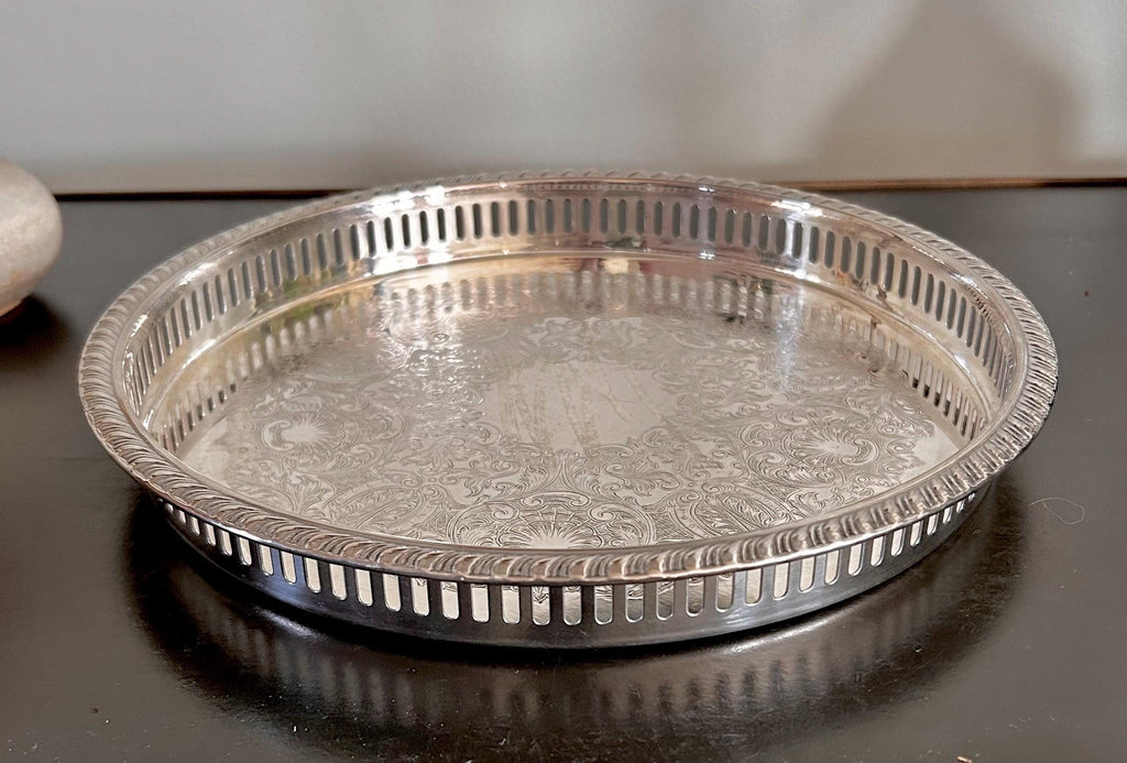 Little 10-inch Vintage Silverplate Gallery Tray by Leonard Co
