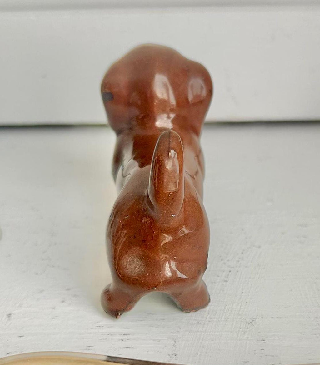 Vintage Hand Painted Ceramic Dachshund Figurine - 4 inch