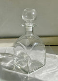Vintage Glass Decanter with Hollow Glass Stopper, Squared base