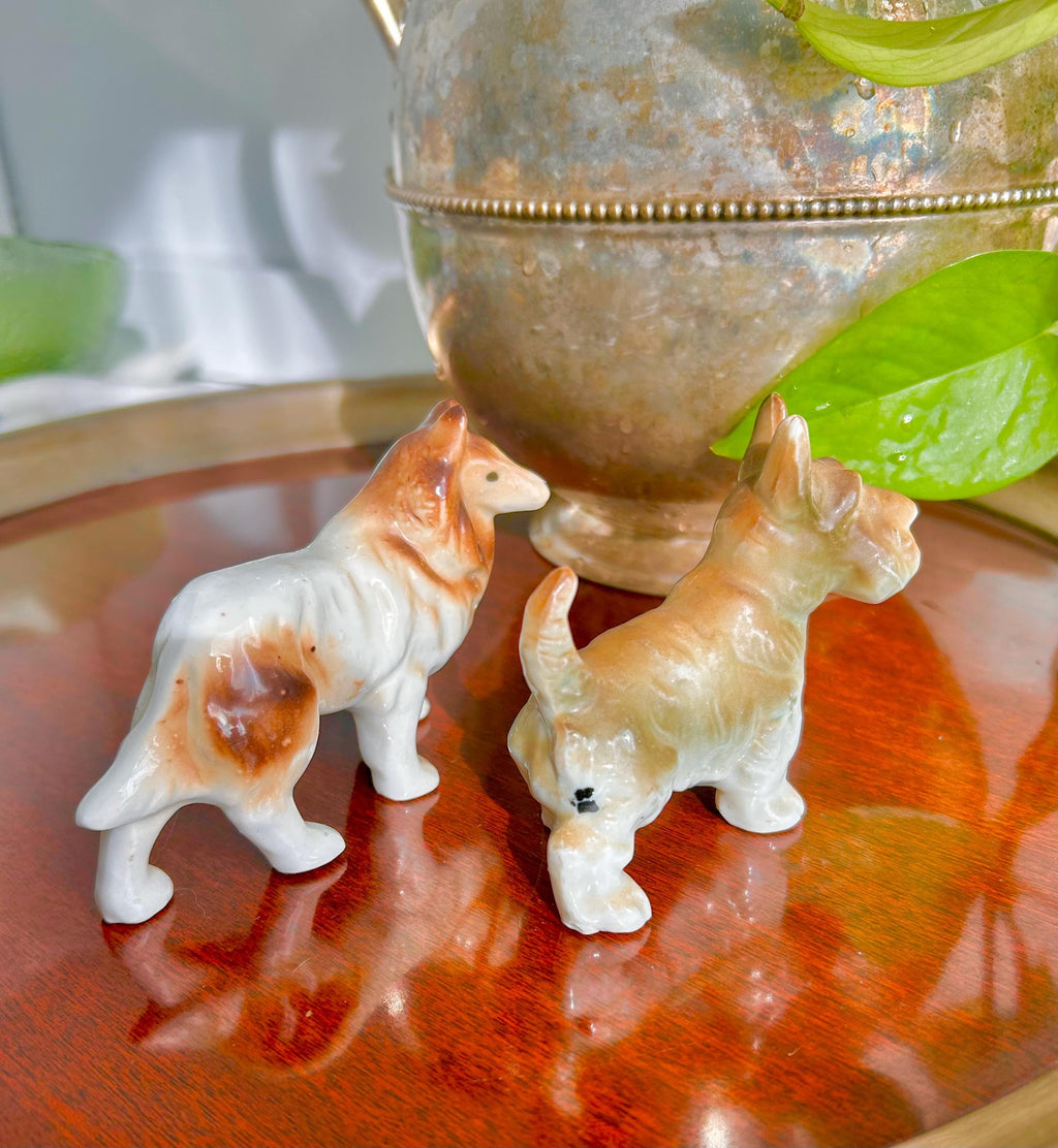 Vintage Ceramic Hand-painted Dog Figurines, Made in Japan - Choose from two: Collie or Terrier