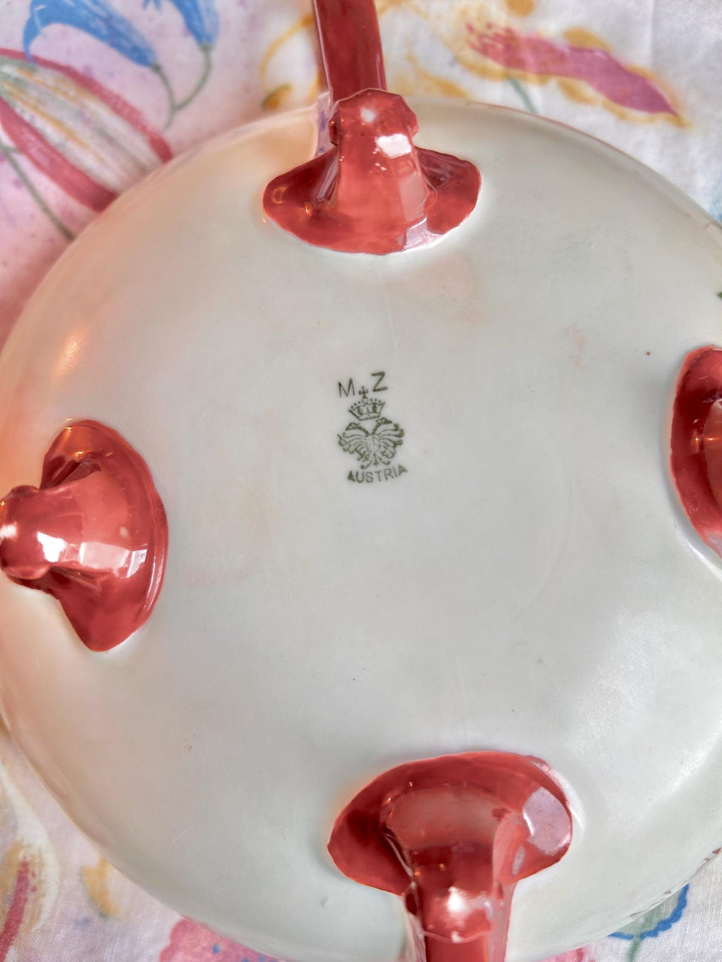 Antique MZ Austria Porcelain Footed Bowl: Hand-Painted Harvest Grape (CHIP!)