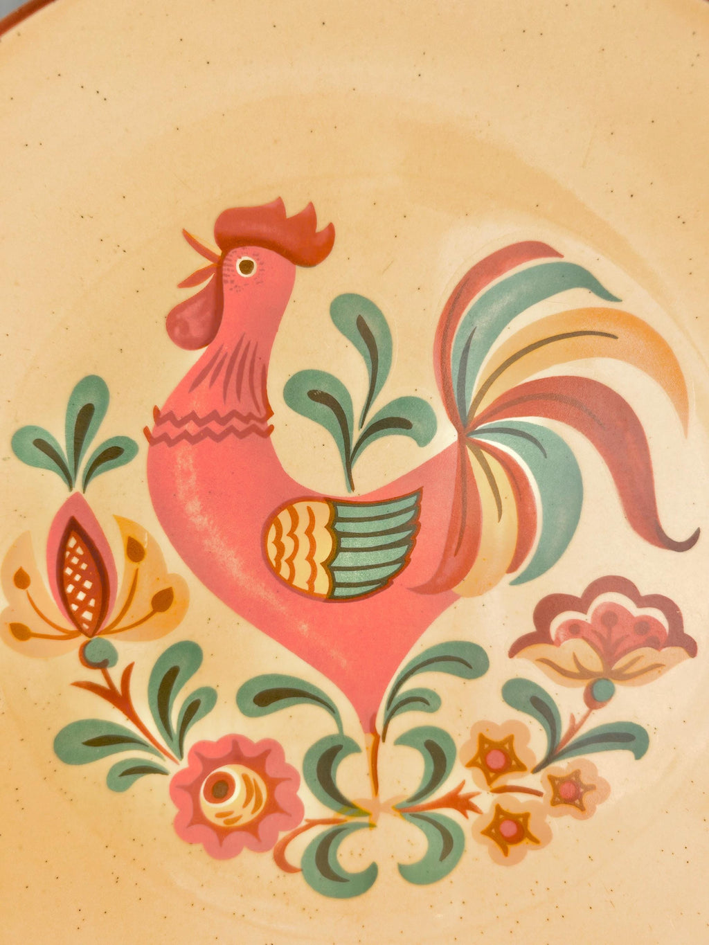 Vintage Taylor Smith & Taylor Rooster Plate: Cottage Farm Reveille Earthenware