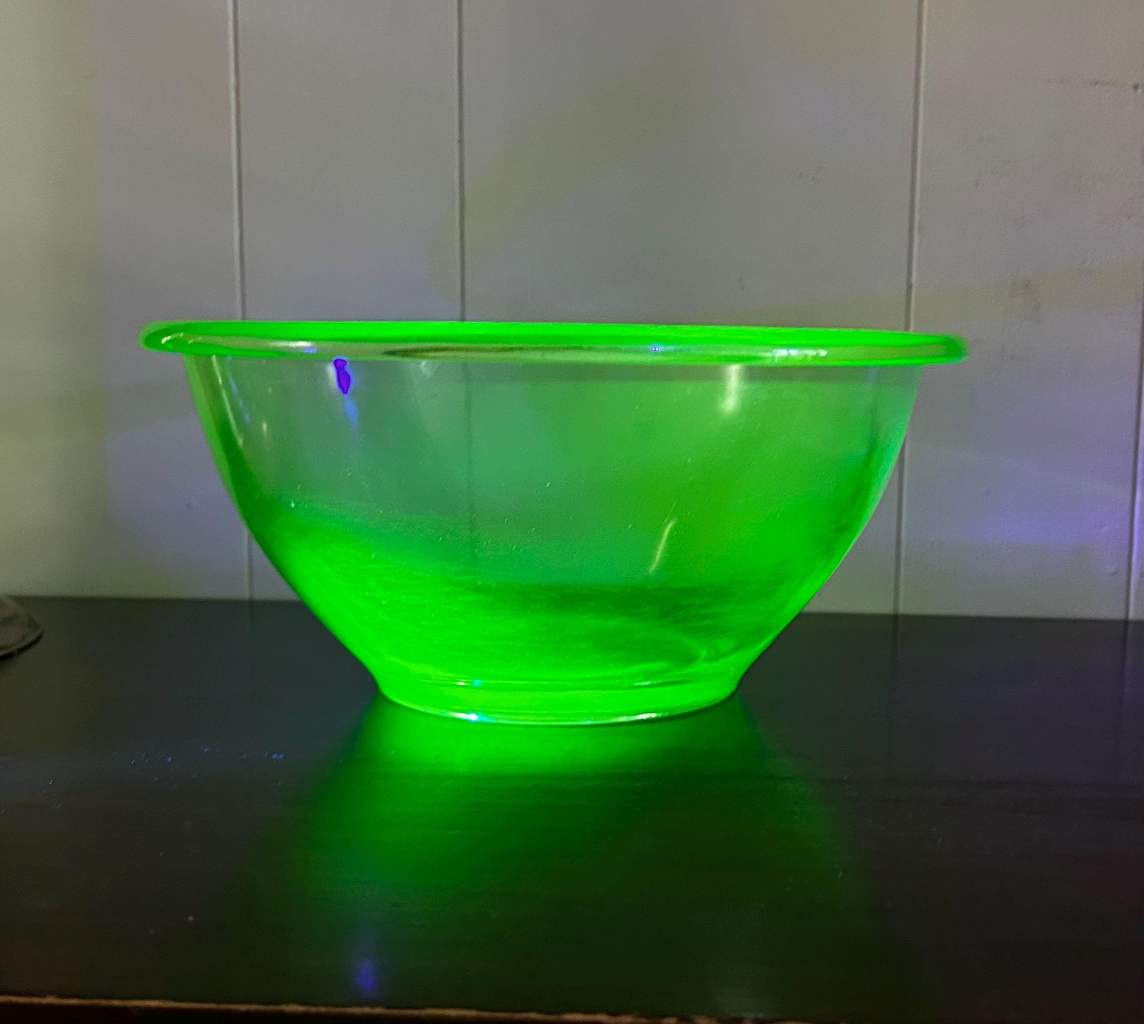 Vintage Uranium Glass Mixing / Serving Bowl by Hemingray Glass Co