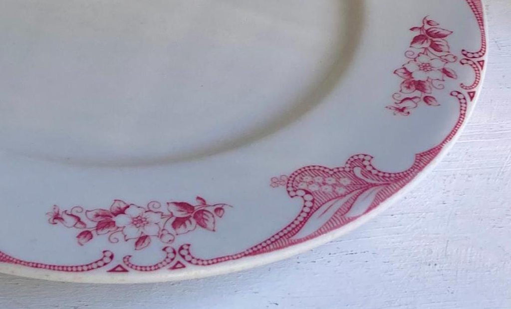 1950s Shenango China Platter: Vintage Inca Ware Pink Floral Rim (11-inch)