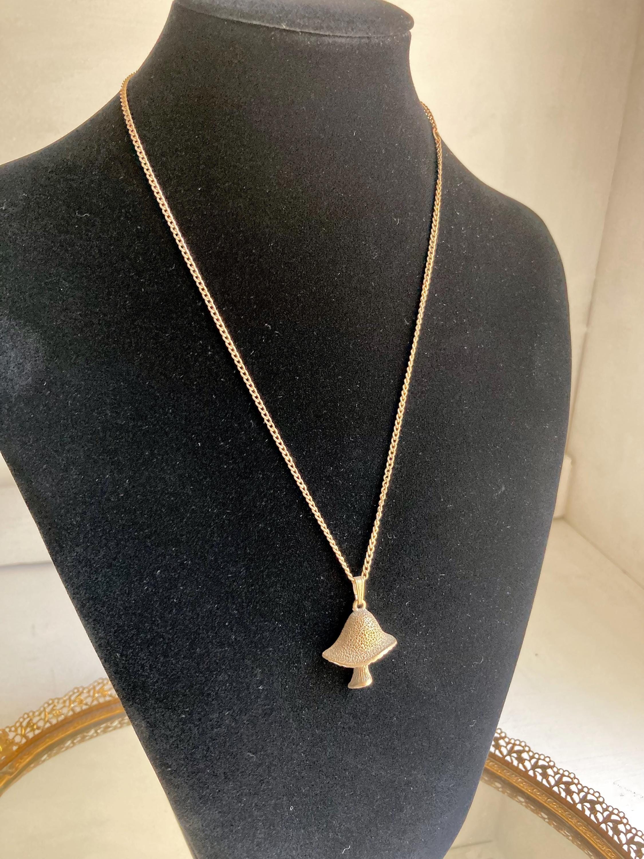 Vintage Gold Tone Necklace: Sarah Coventry Mushroom Pendant or Long Filigree Chain