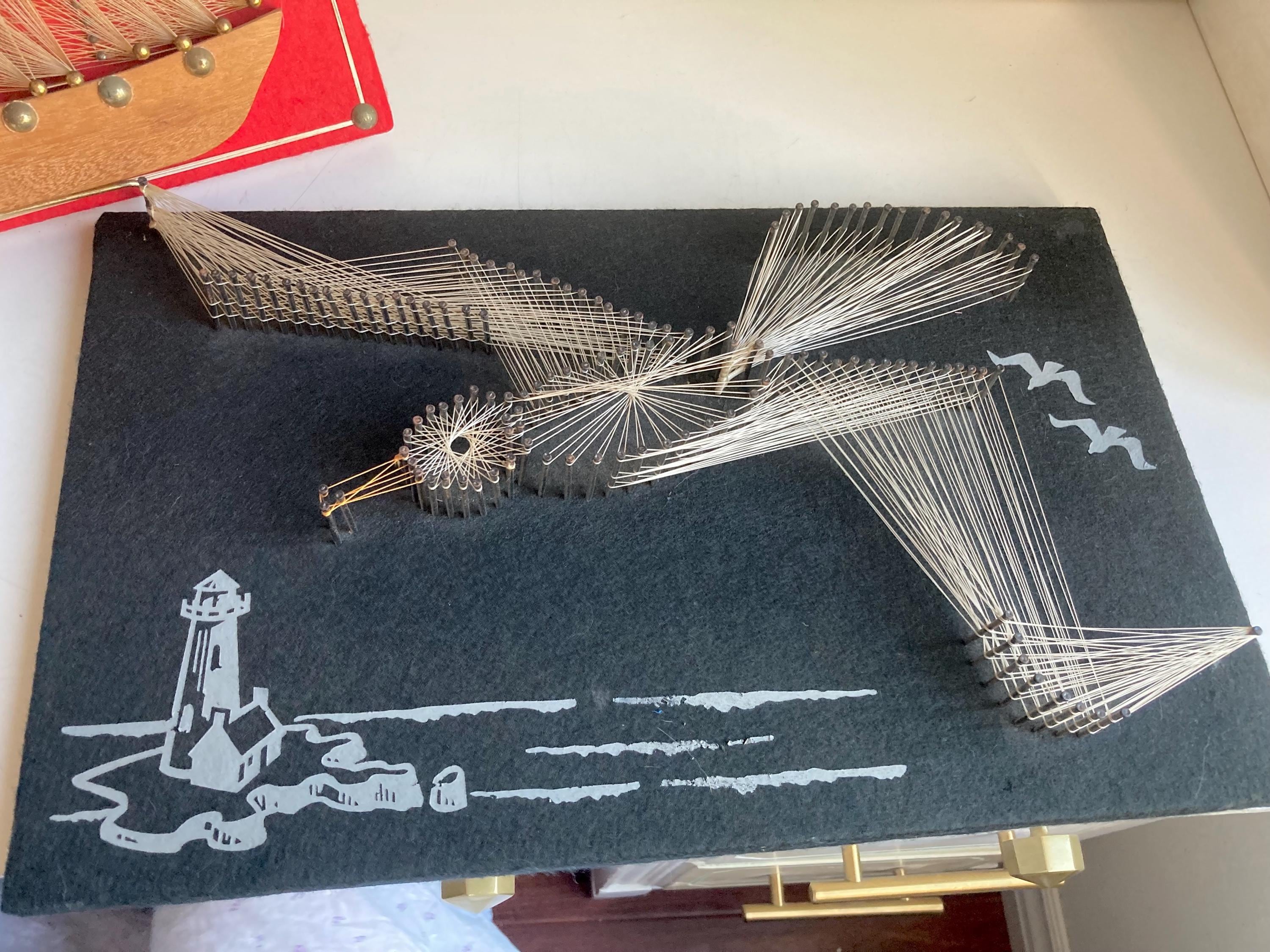 Vintage Nautical String Art – Handmade Felt Ocean Wall Decor