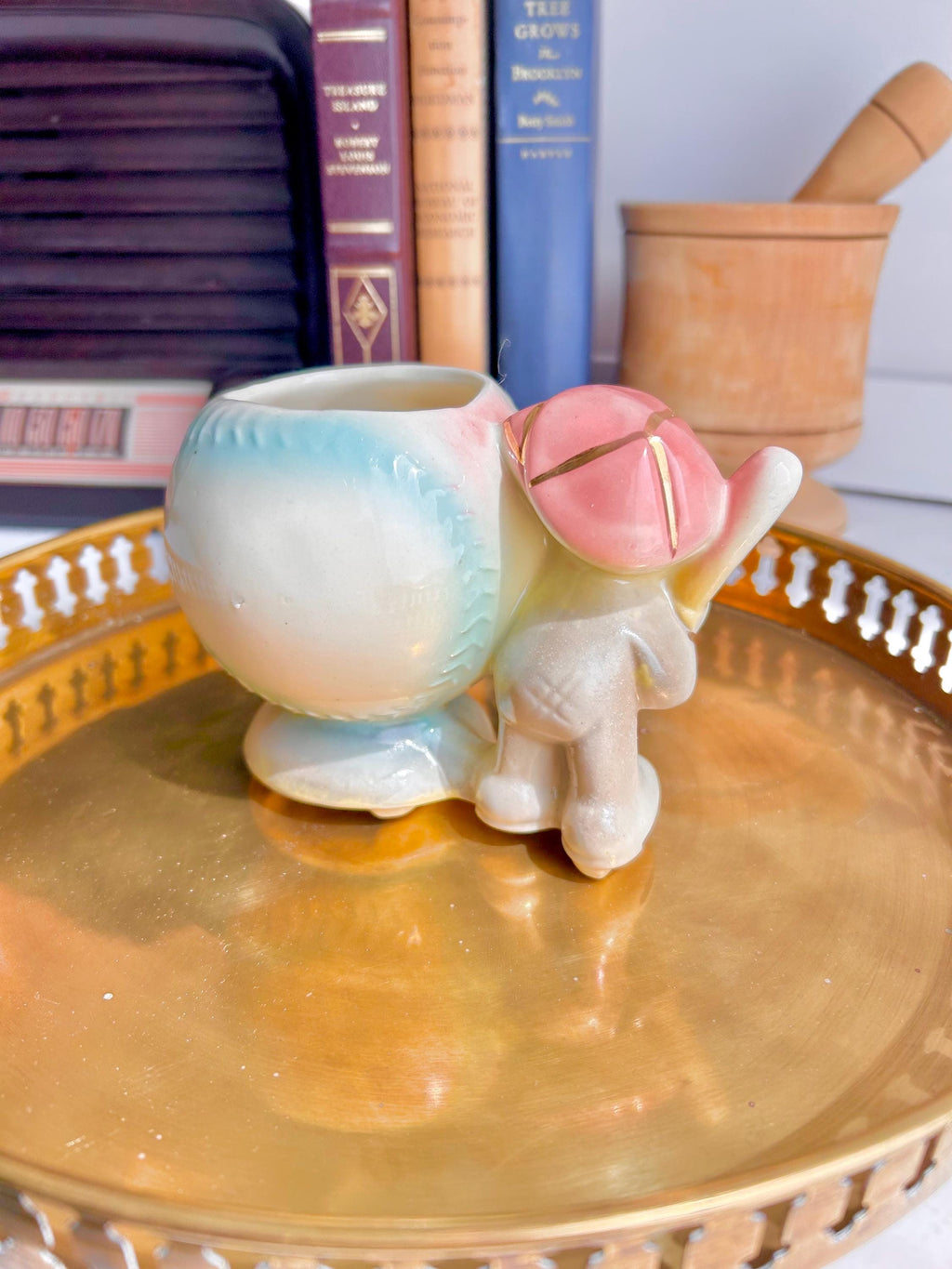 Mid-Century Ceramic Baseball Player Planter Vase