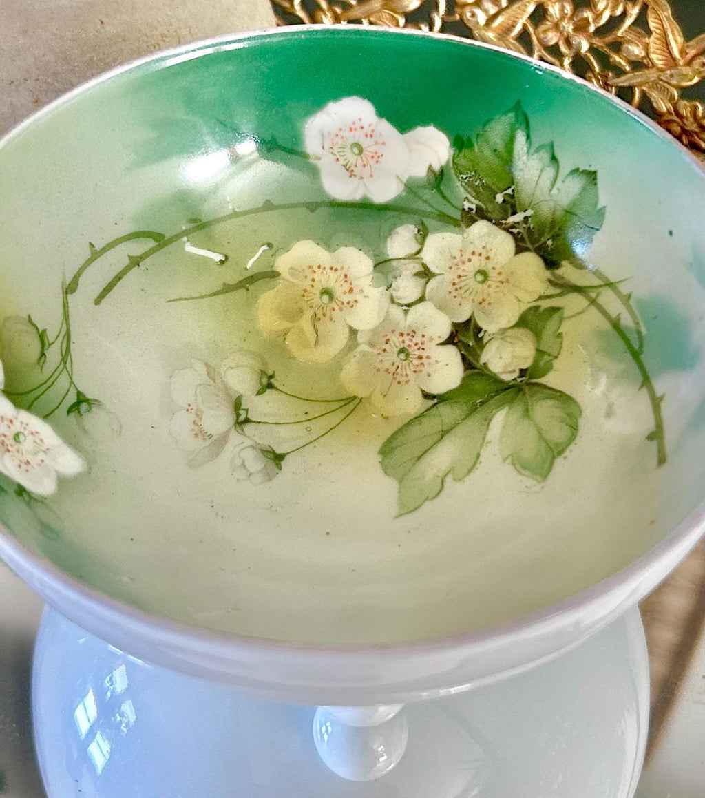 Vintage Transferware Porcelain Condiment Bowl and Serving spoon Reinhold Schlegelmilch (RS) Germany