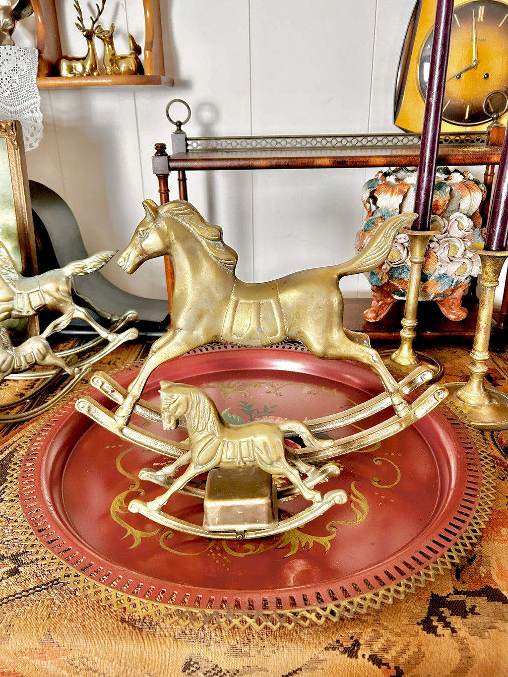 Vintage Solid Brass Rocking Horses