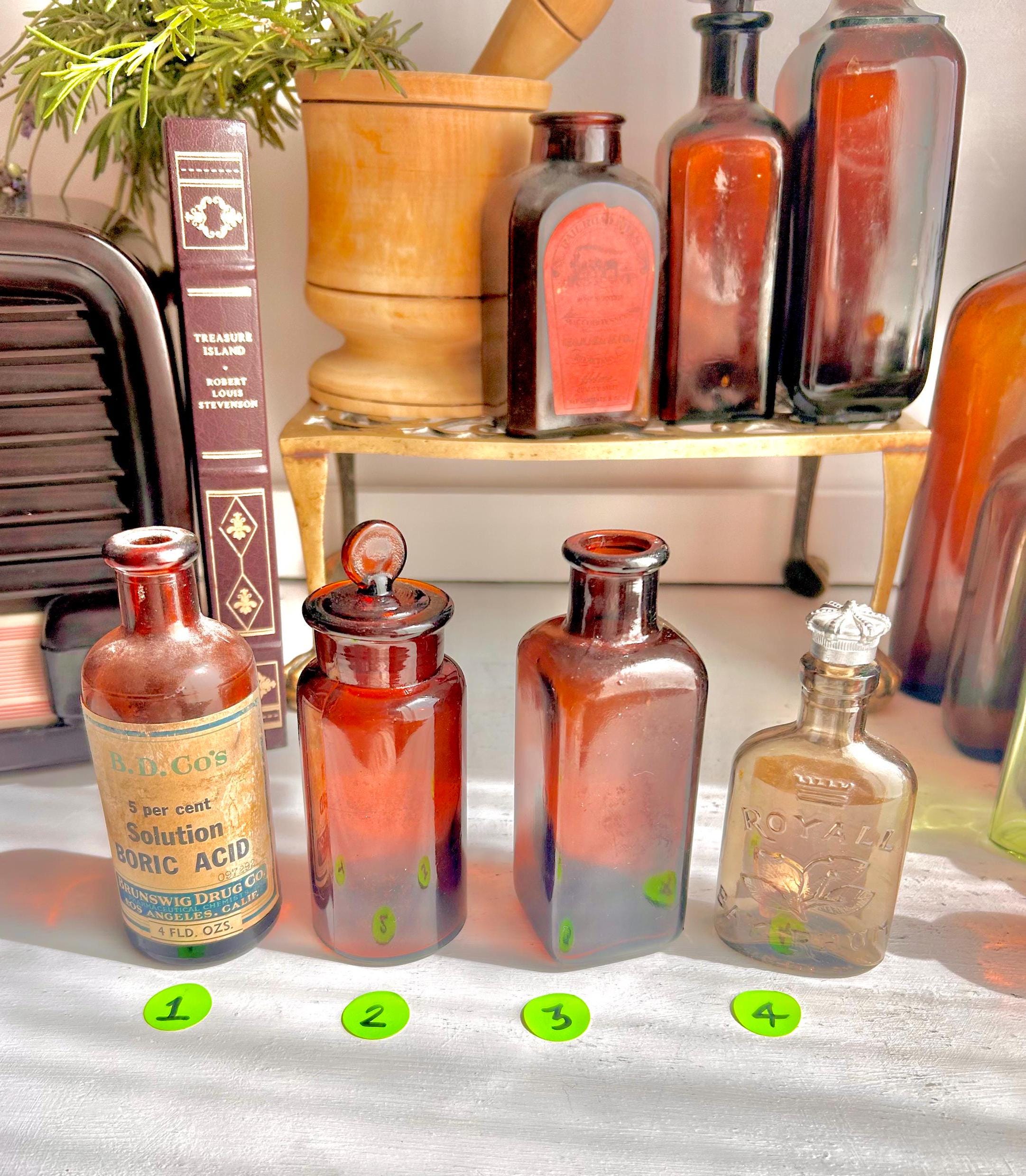Vintage Amber Apothecary Bottles: Collectible Chemist & Liquor Glass - Sold Individually