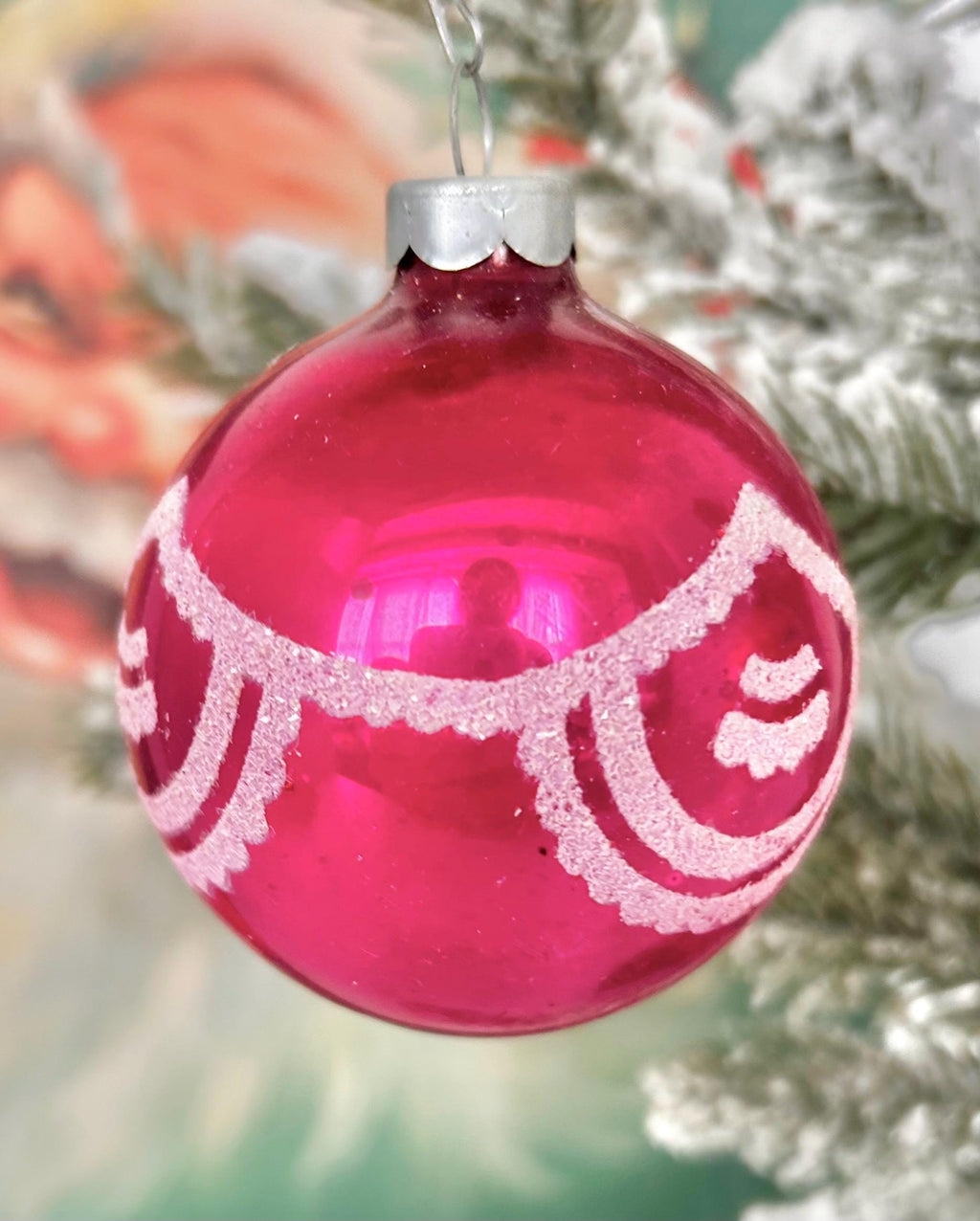 Vintage Christmas Bulb Ornaments by GOBY: Stenciled Pinks