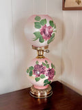 Vintage Three Way Glass Globe Lamp Hand-painted Roses