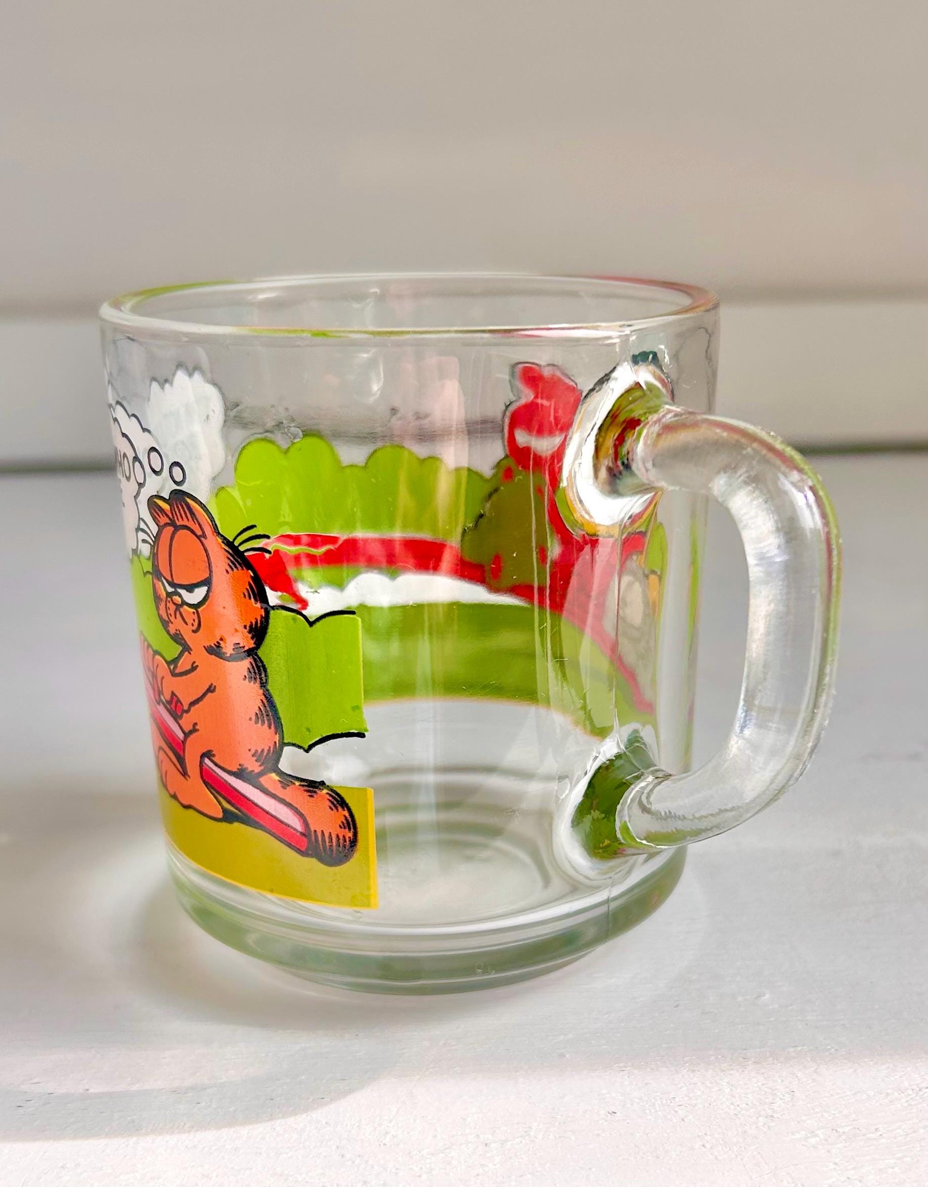 Vintage 1980s Garfield McDonald's Glass Mug – Jim Davis Comic Art