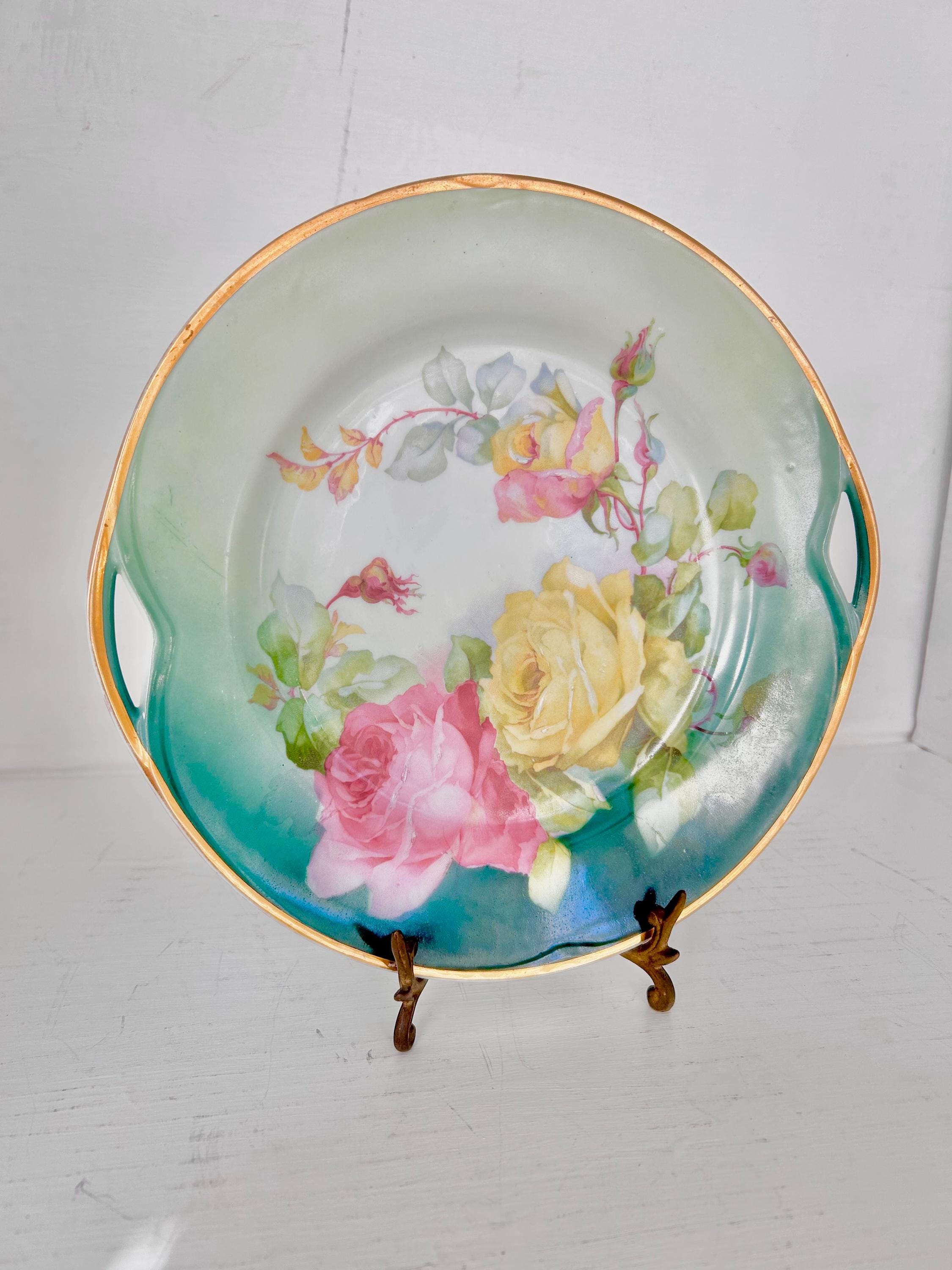 Vintage Porcelain Platter Transferware by Striegauer Porzellanmanufaktur, Germany