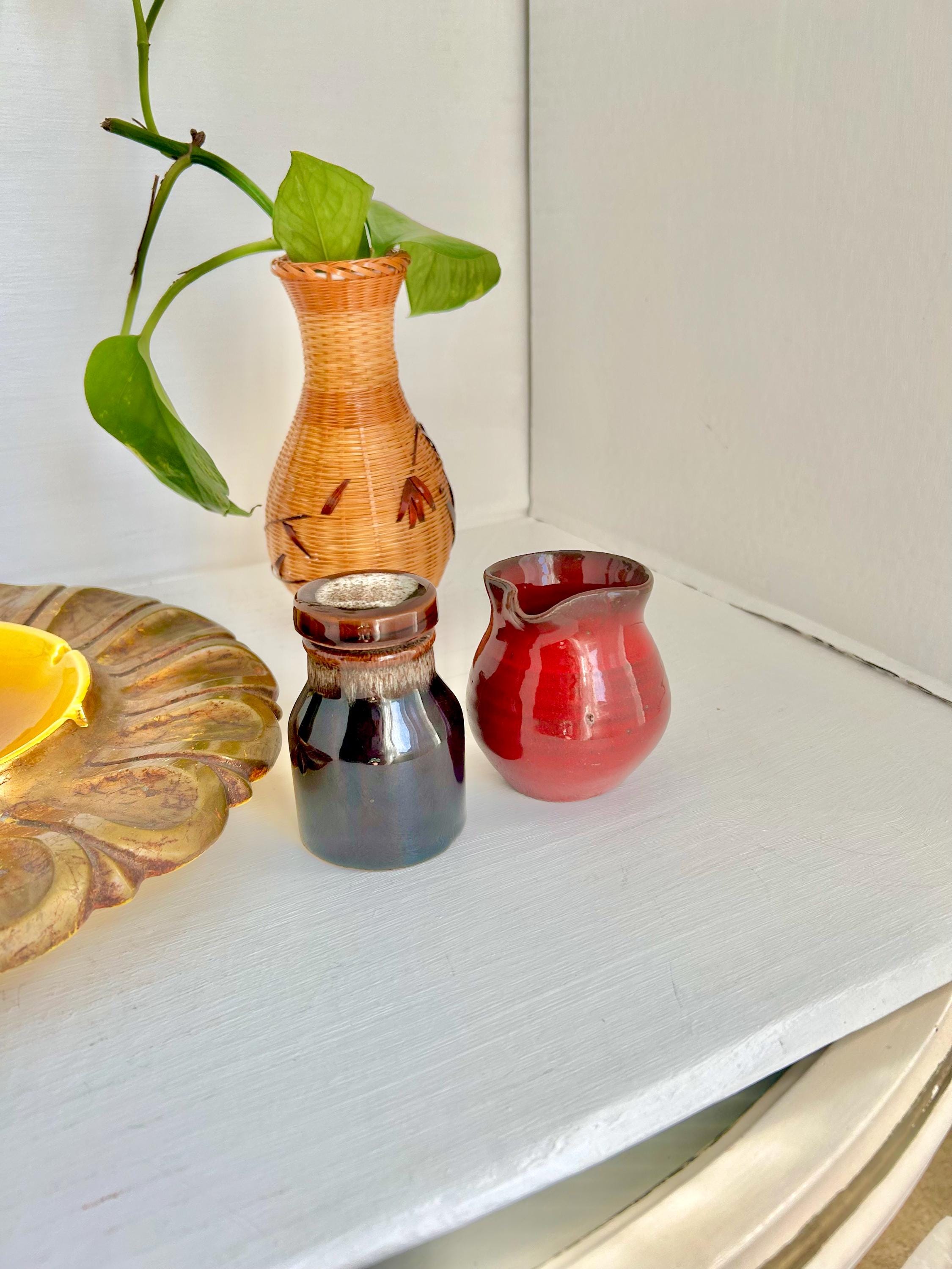 Vintage Mini Ceramic Pitcher: Brick Red Glazed Creamer, Handmade Pottery