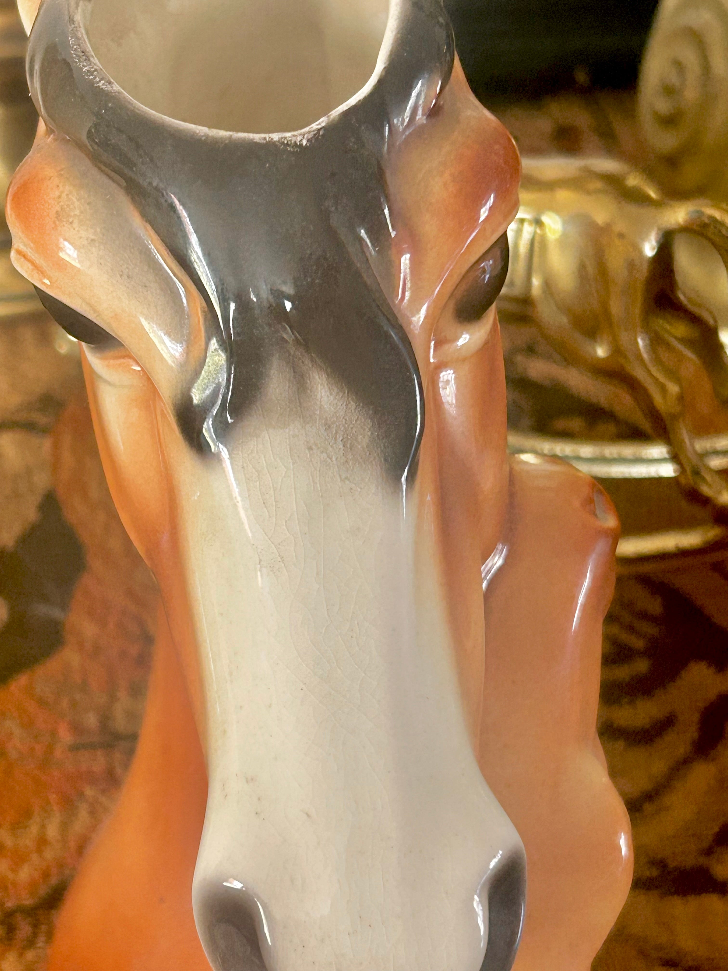 Vintage Royal Copley Ceramic Horse and Foal Vase