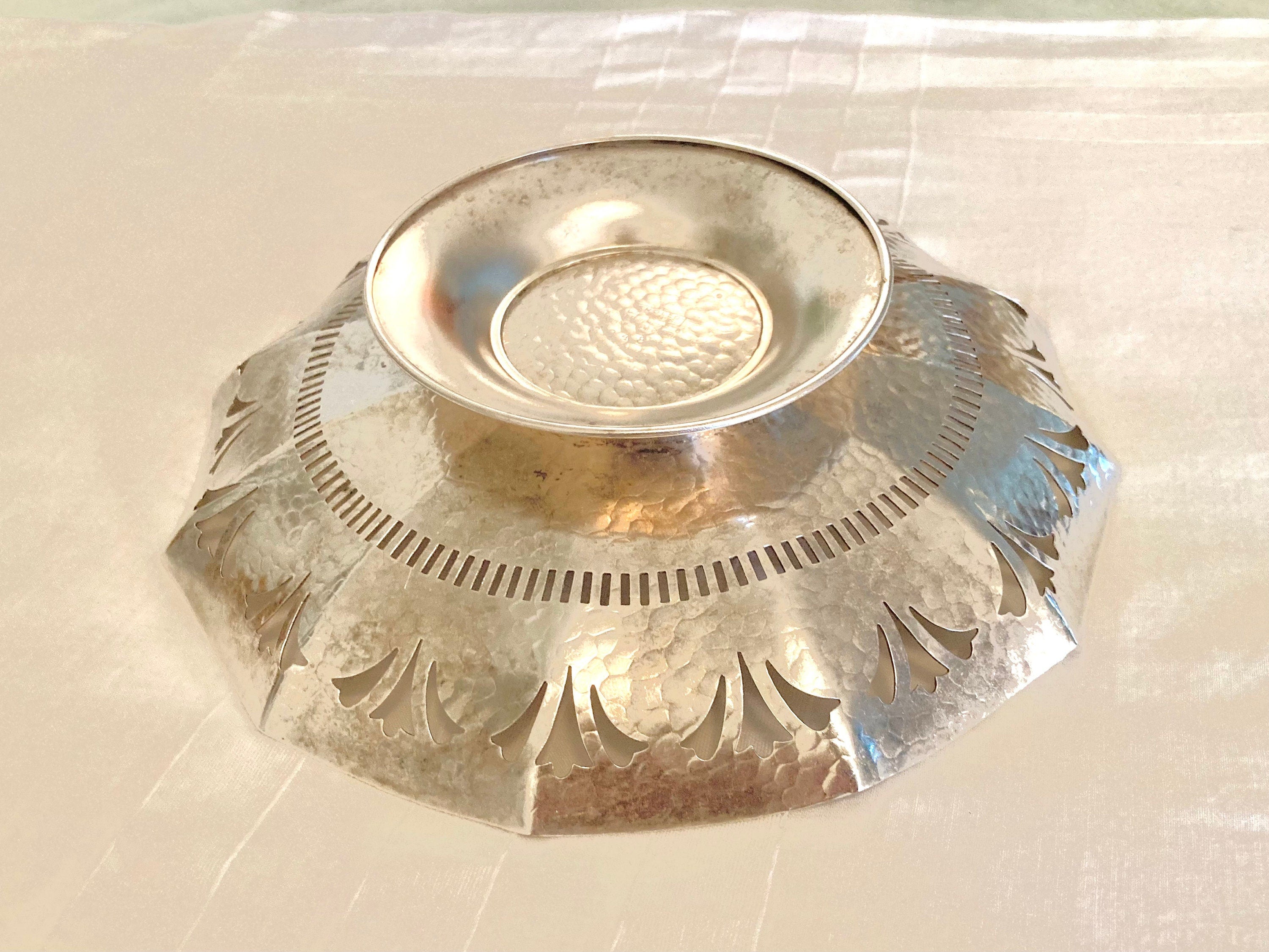 Vintage Hammered Silverplate - 7” Candy Dish, Bernard Rice’s Sons Inc.
