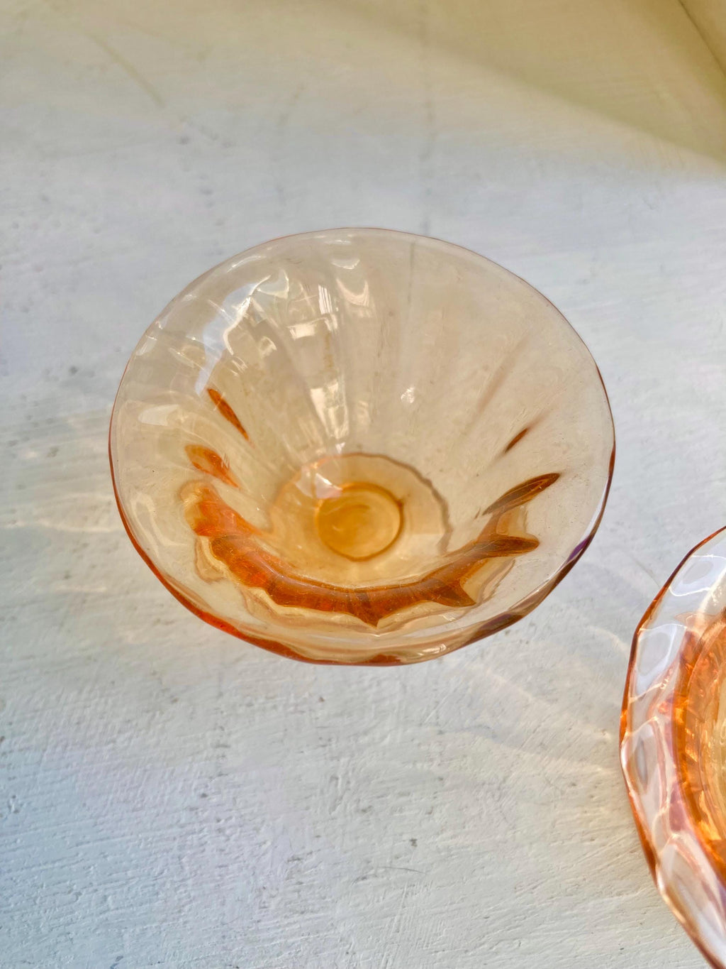 Vintage Fostoria Amber Glass Nut Cups - Swirl Pattern, Set of 2