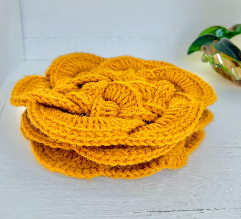 Vintage Crocheted Trivets: Mustard Yellow Braided Coasters, Set of 3