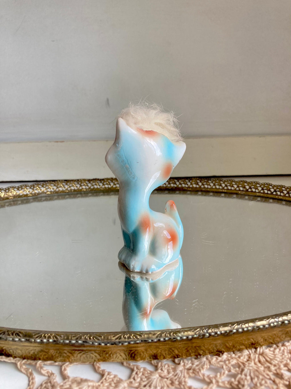 Vintage Anthropomorphic Ceramic Blue Kitty - Japan