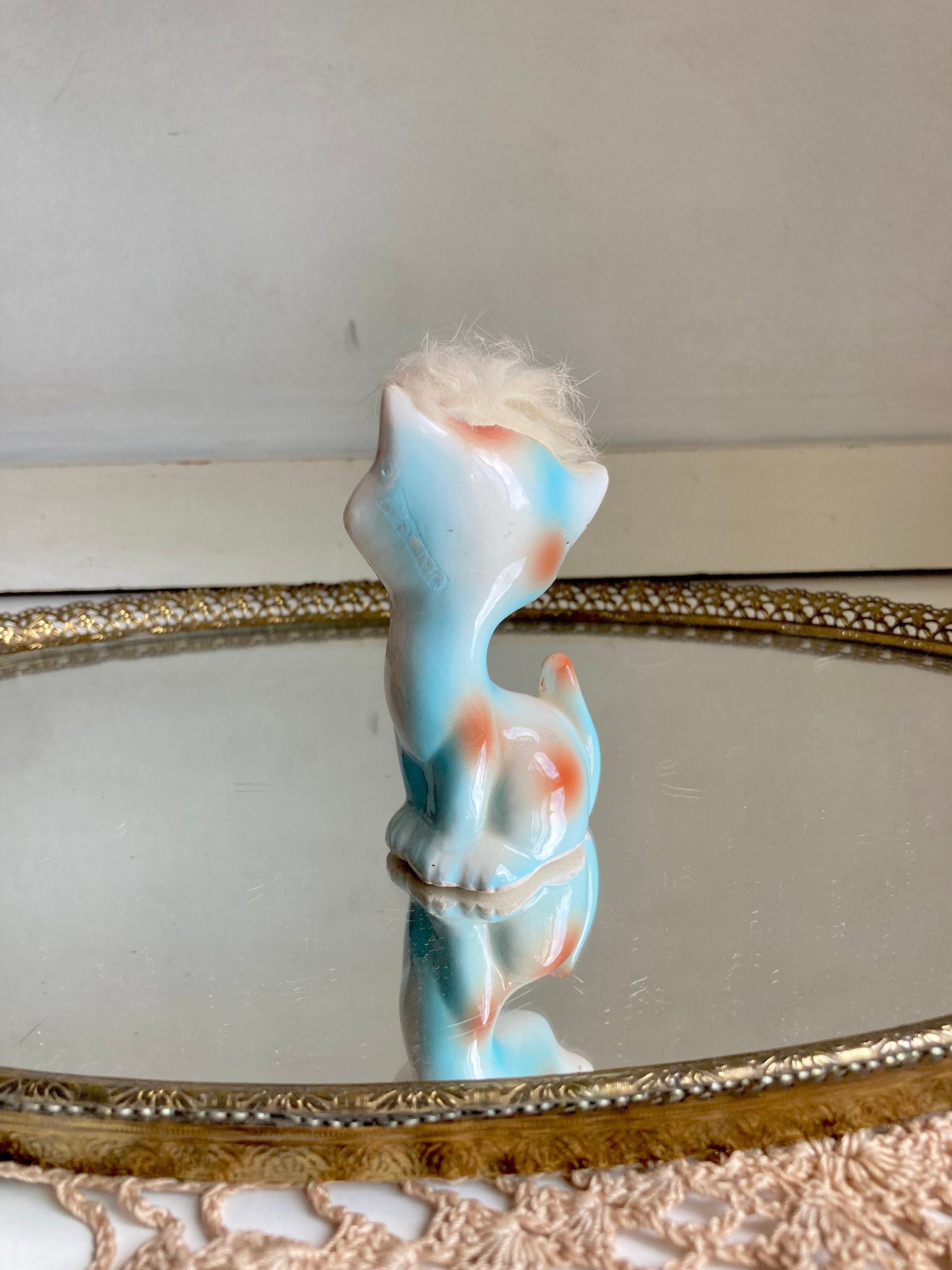 Vintage Anthropomorphic Ceramic Blue Kitty - Japan
