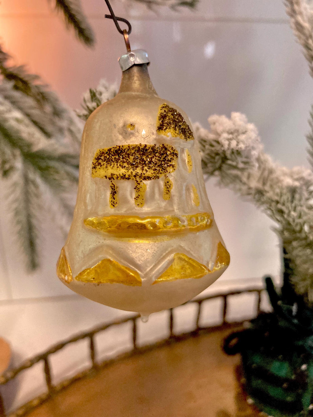 Vintage West German Mercury Glass Christmas Ornament – Pearly Gold Glitter, Individually Sold