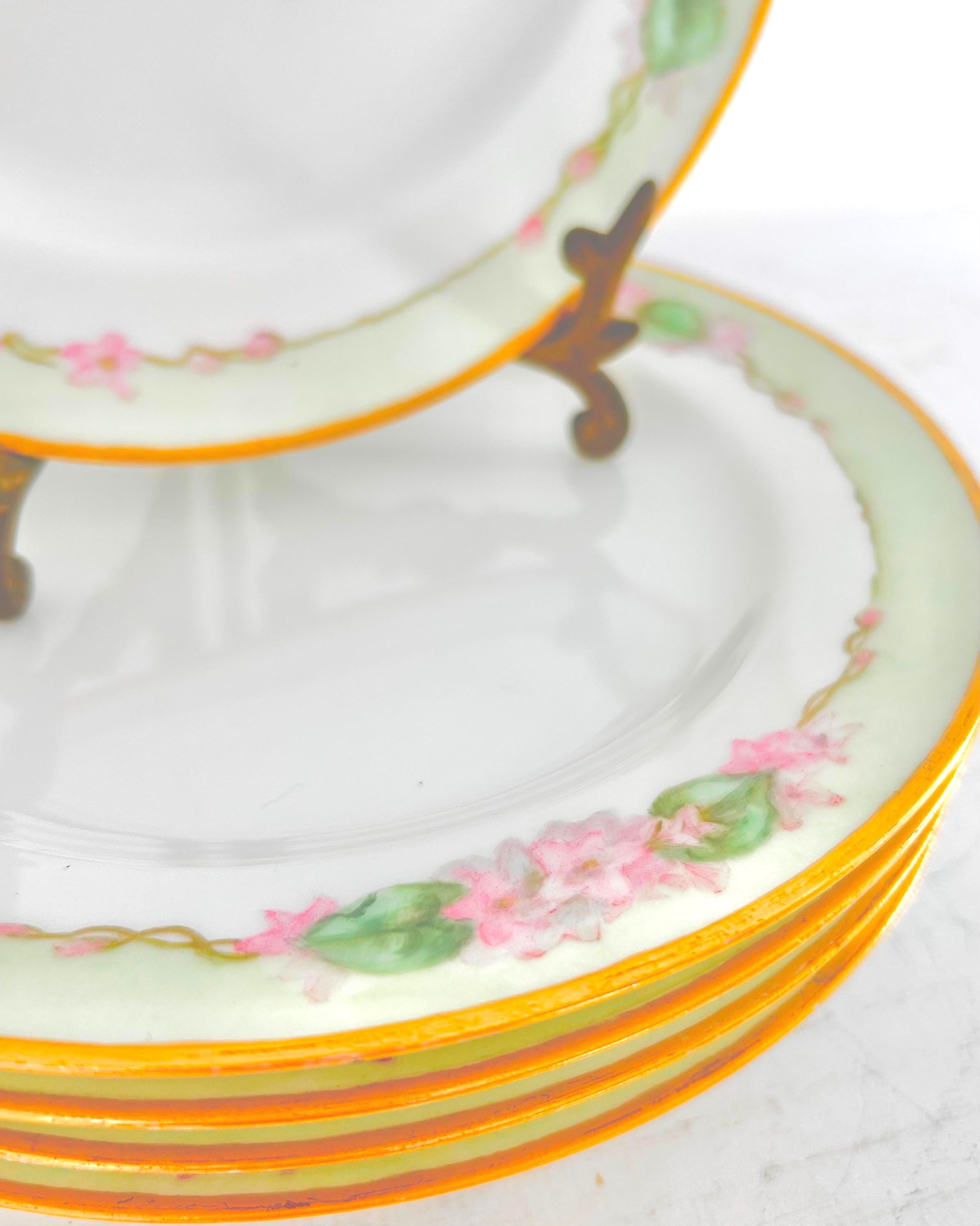Antique Haviland Limoges Hand-painted Porcelain Plates Set of 5