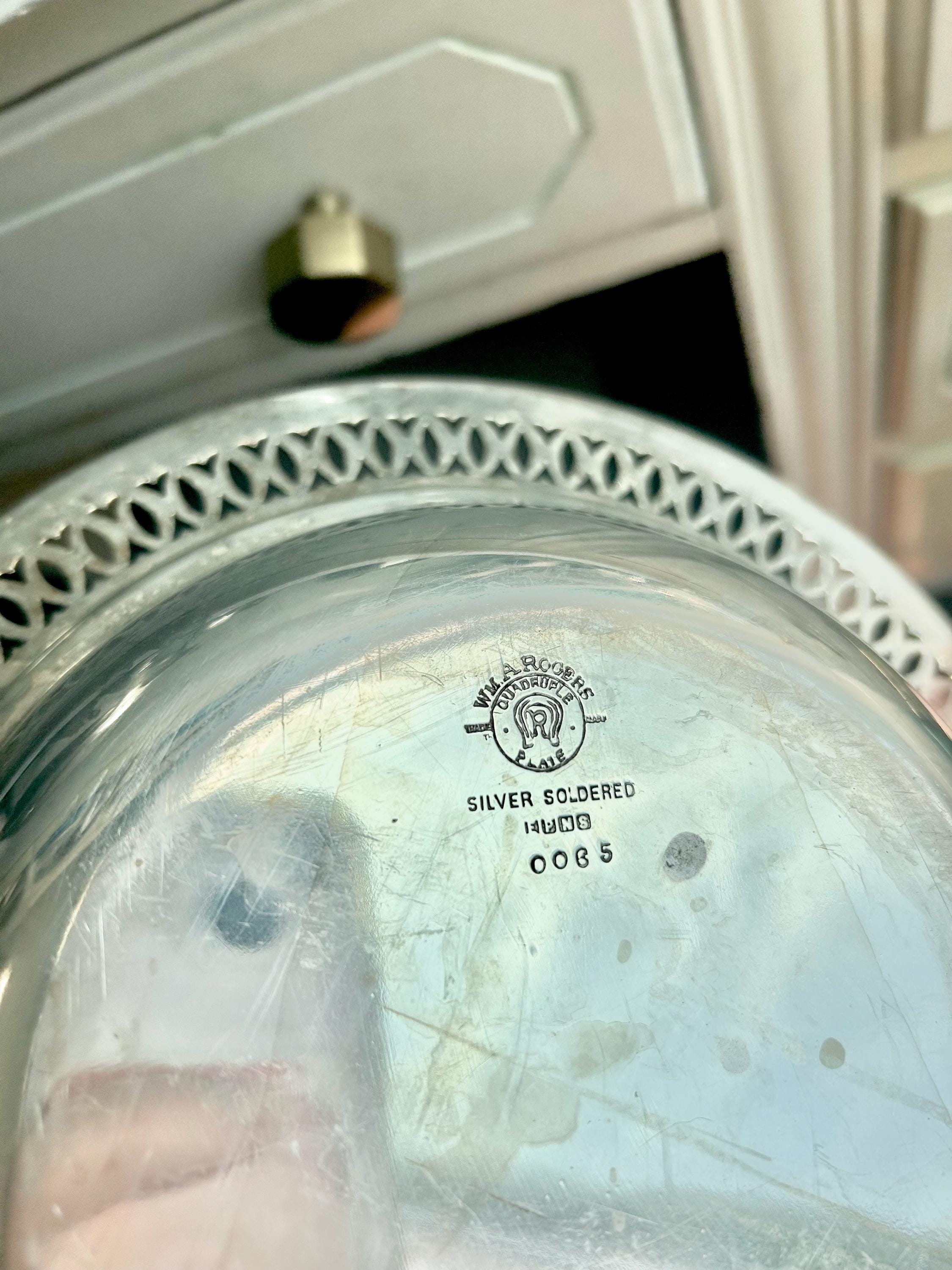 Vintage WMA Rogers Silver Plated Covered Dish: 3-Piece Condiment Server