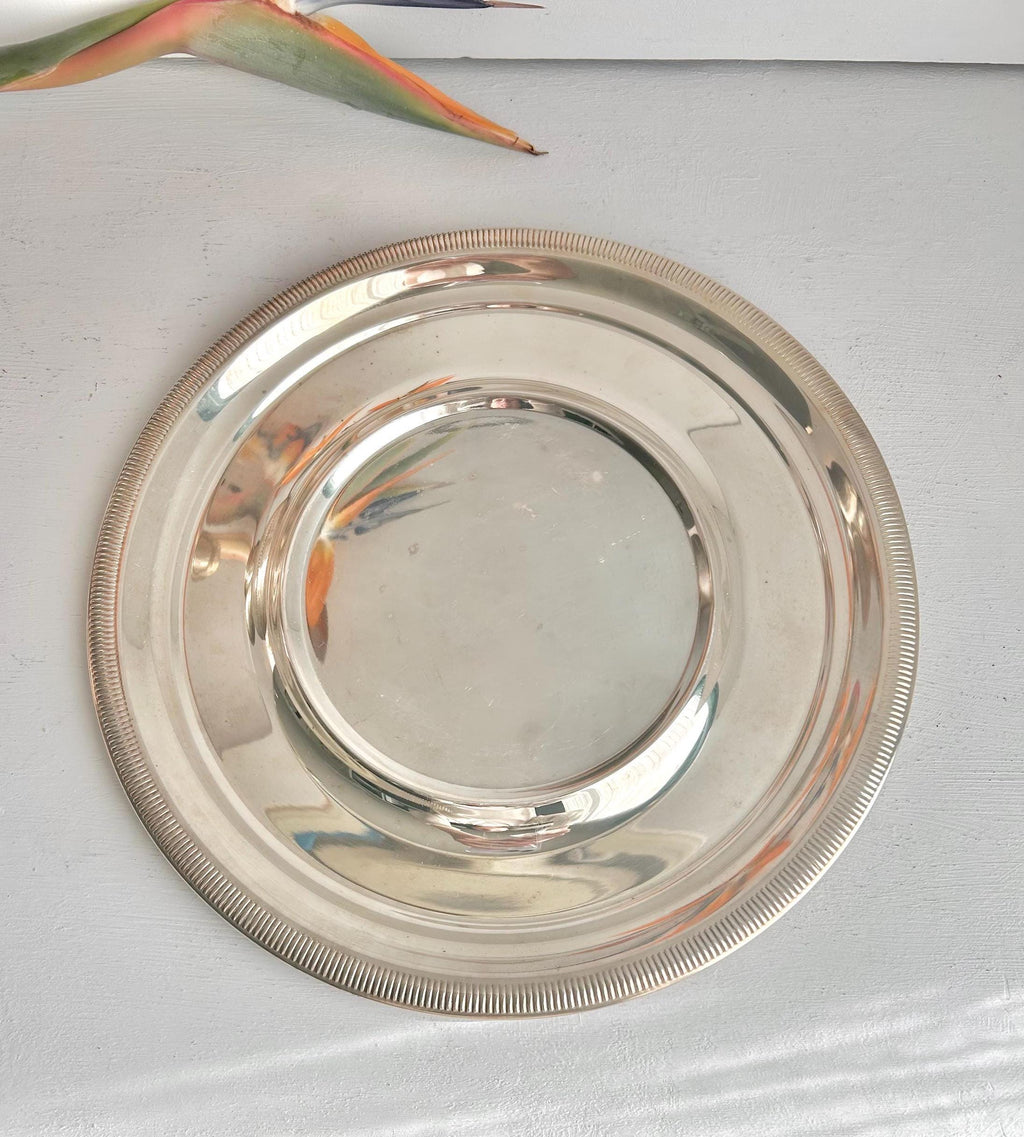 Vintage Gorham Silver-plated Newport 12" Underplate - Sleek Serving Platter with Gadroon Rim