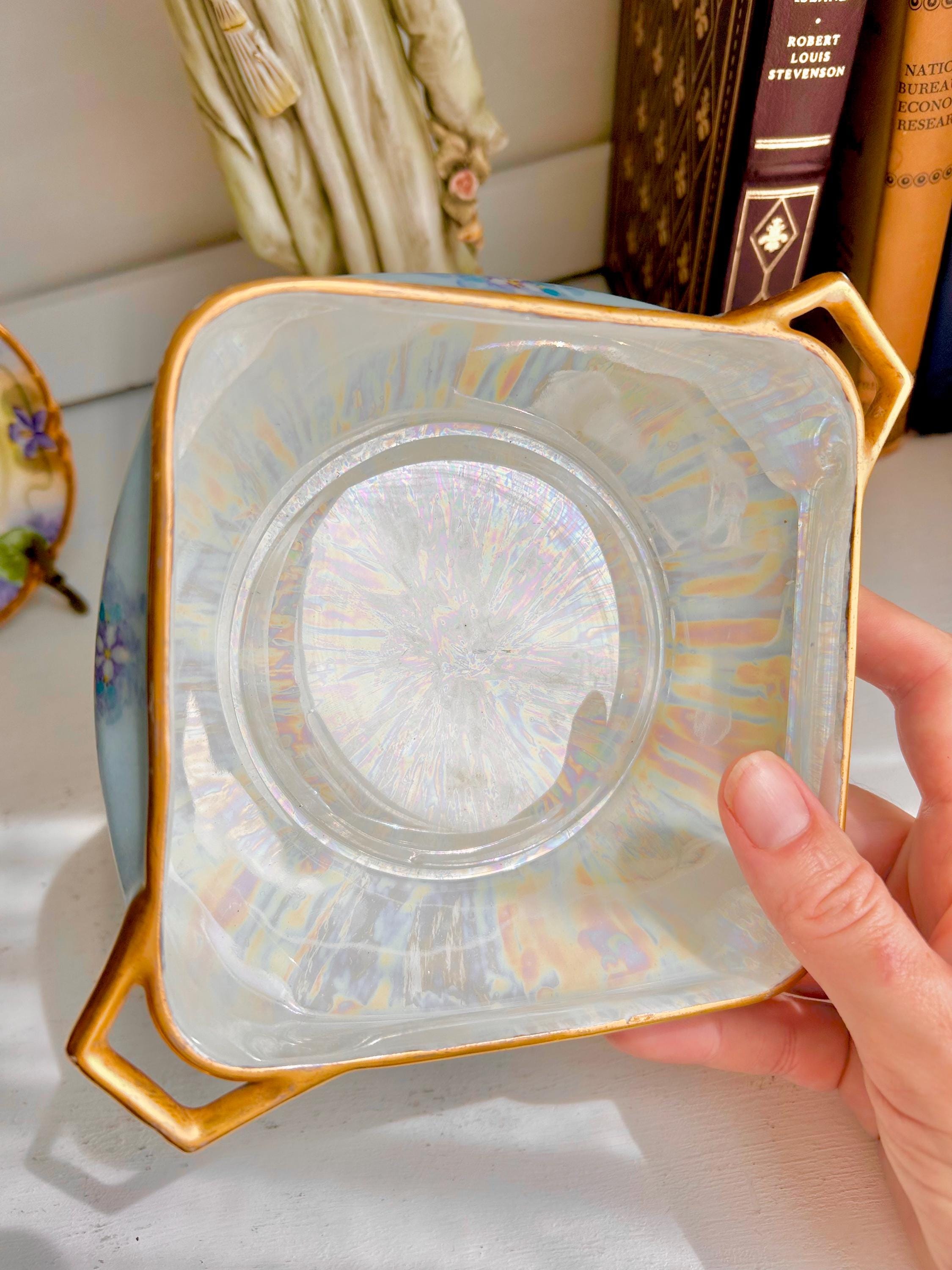 Antique EPIAG Porcelain Dish: Hand-Painted Floral Luster Bowl