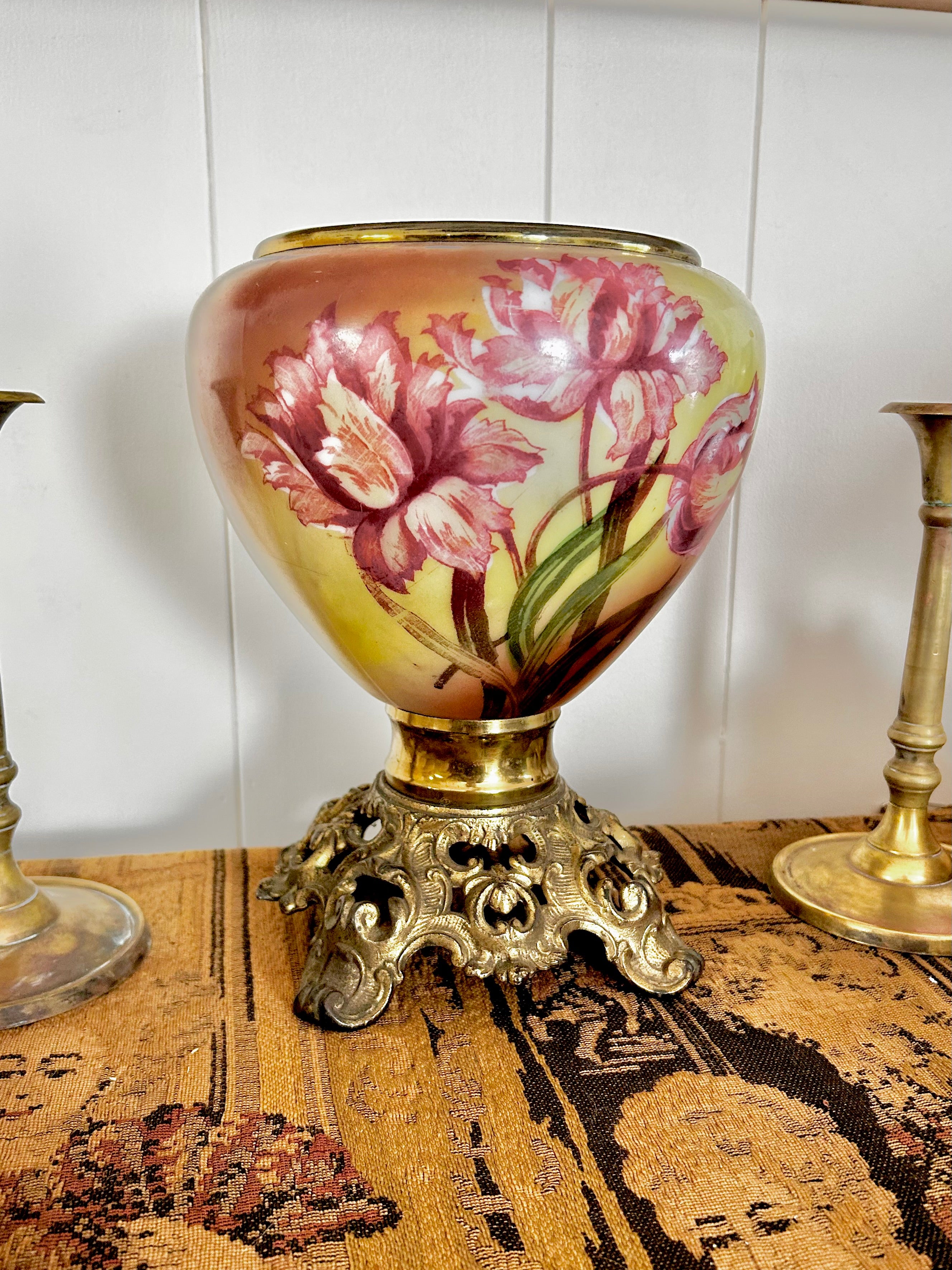 Vintage Glass Hurricane Lamp Base