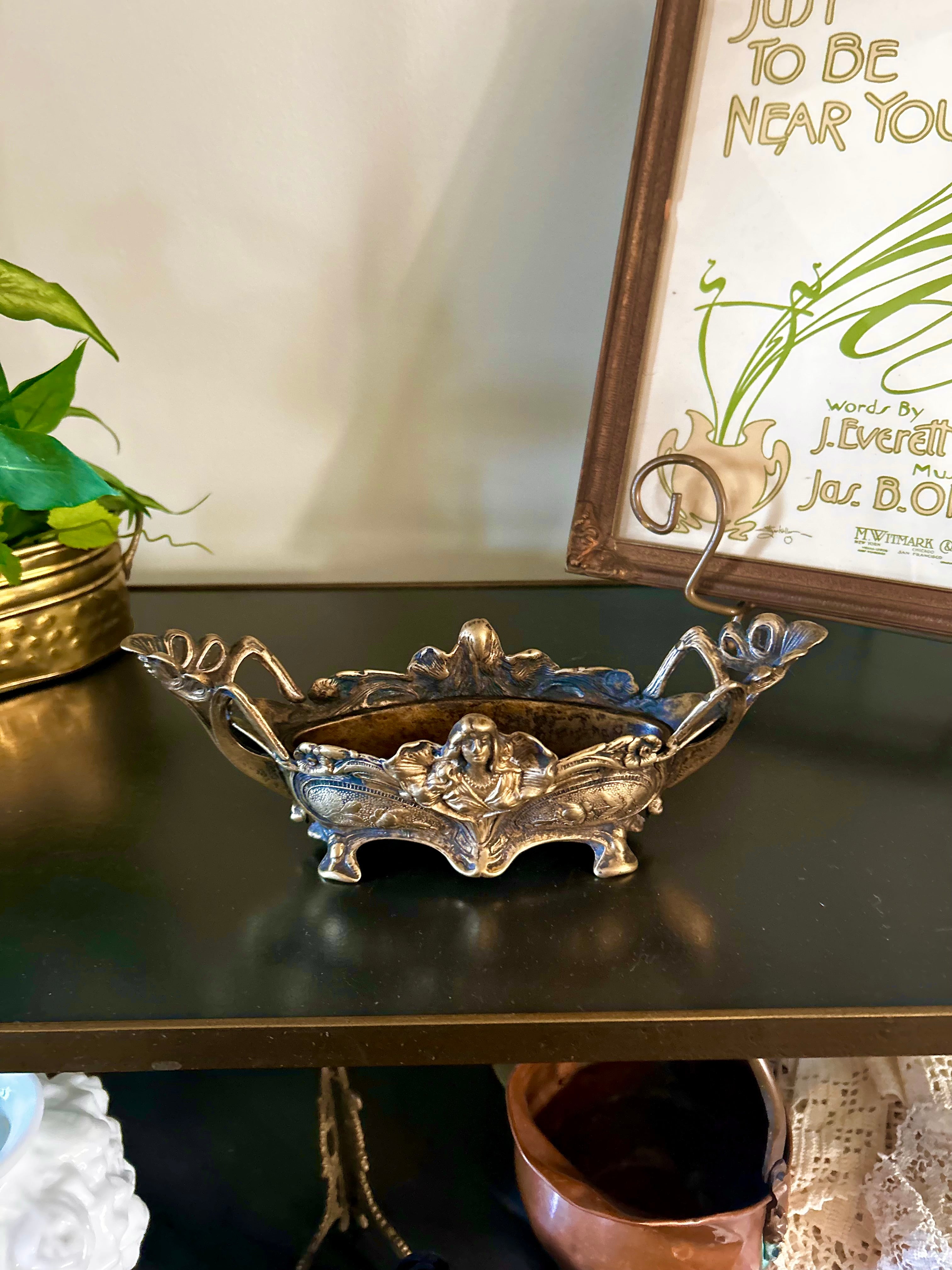 Antique Art Nouveau Brass Jardinier
